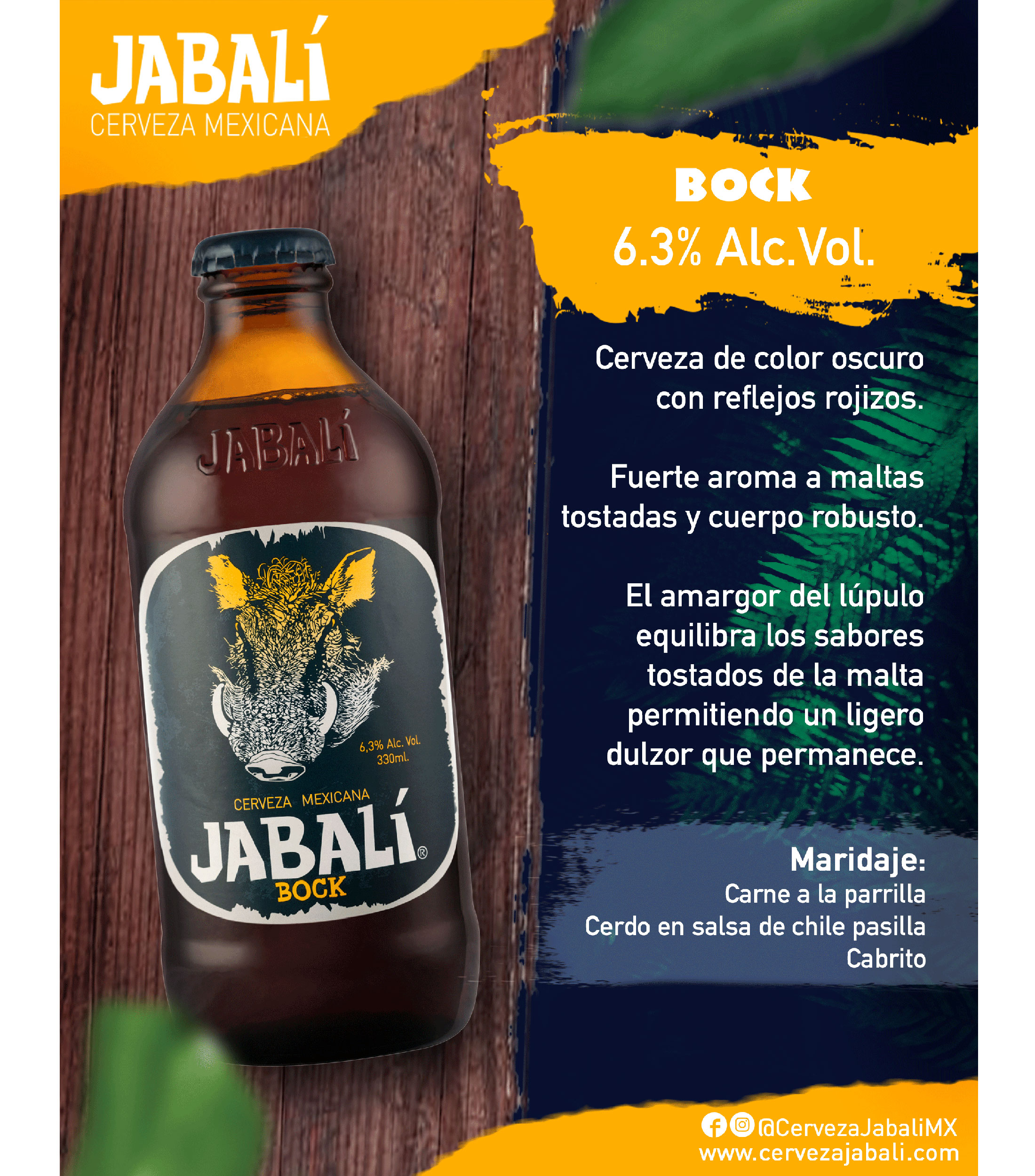 Cerveza artesanal Jabali Bock, 330 ml
