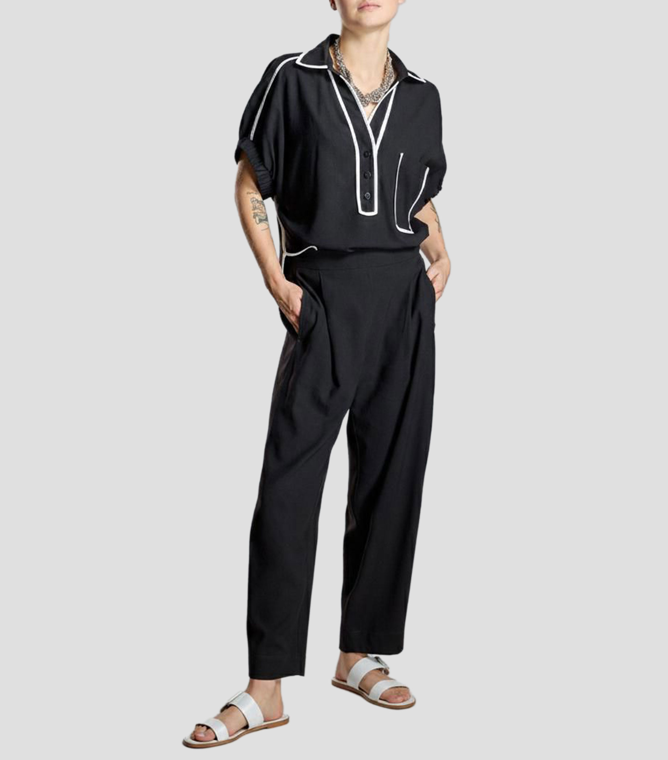 Blusa lisa manga corta Mujer