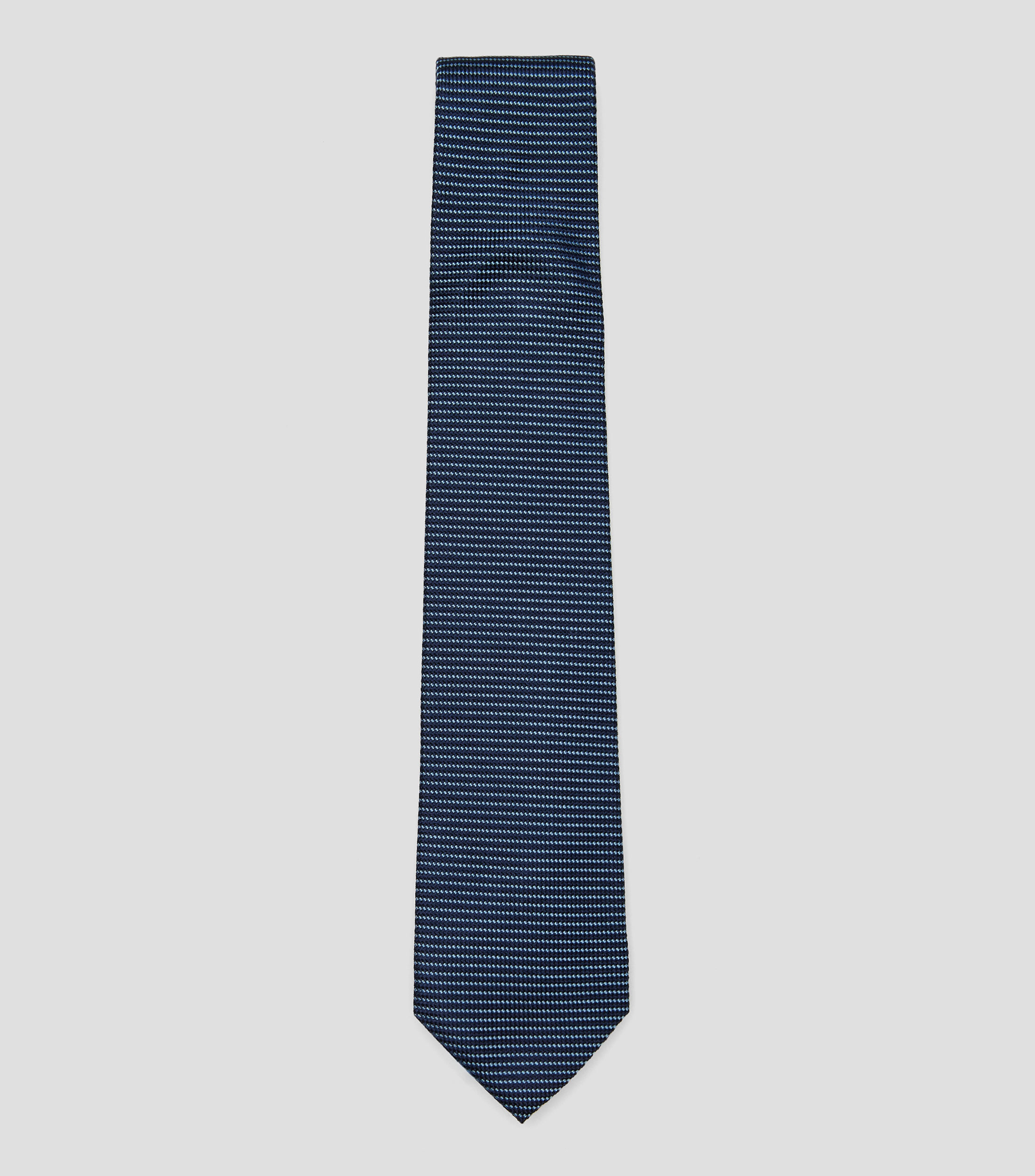 Corbata ancha en seda azul medio con jacquard Brera