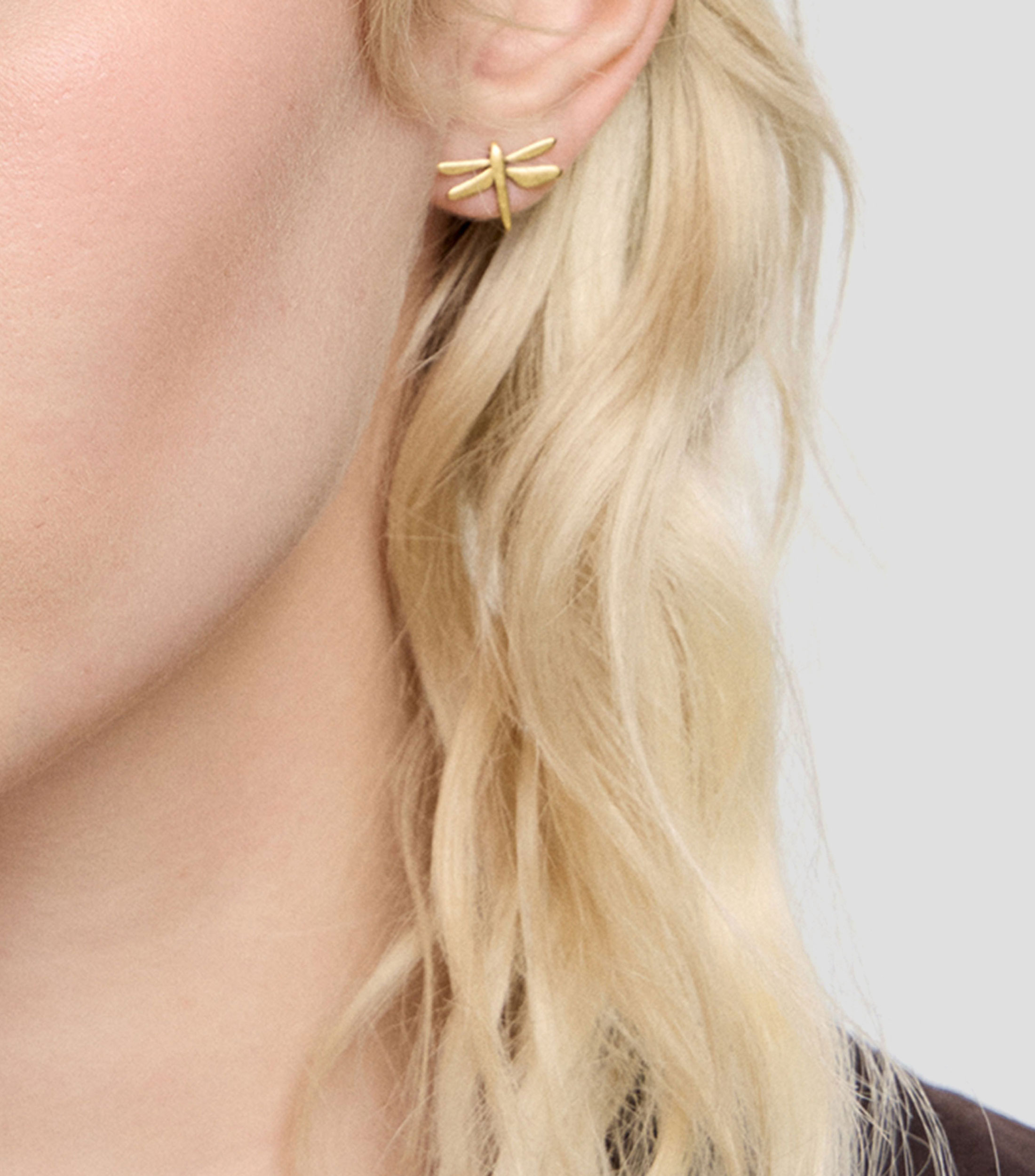 Pendientes libelula dorado mate Mujer