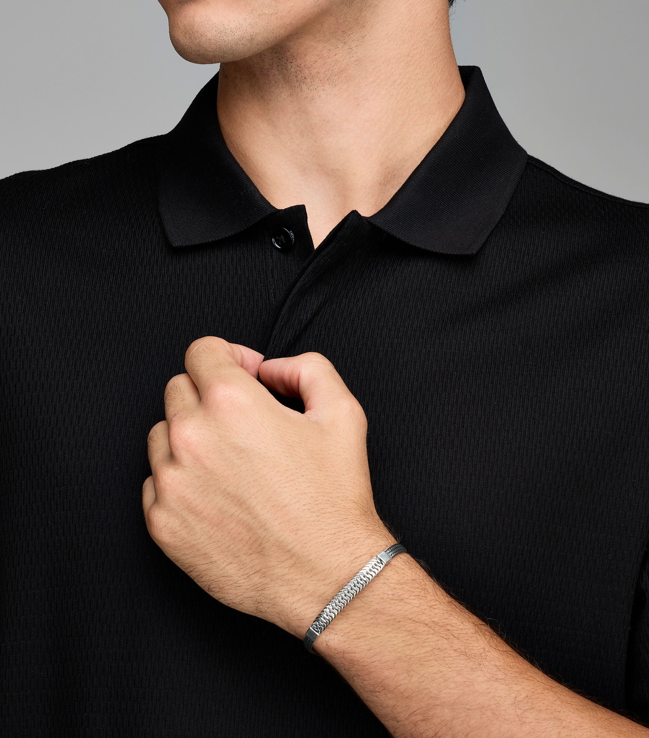 Pulsera en plata .925 tejido medio Hombre