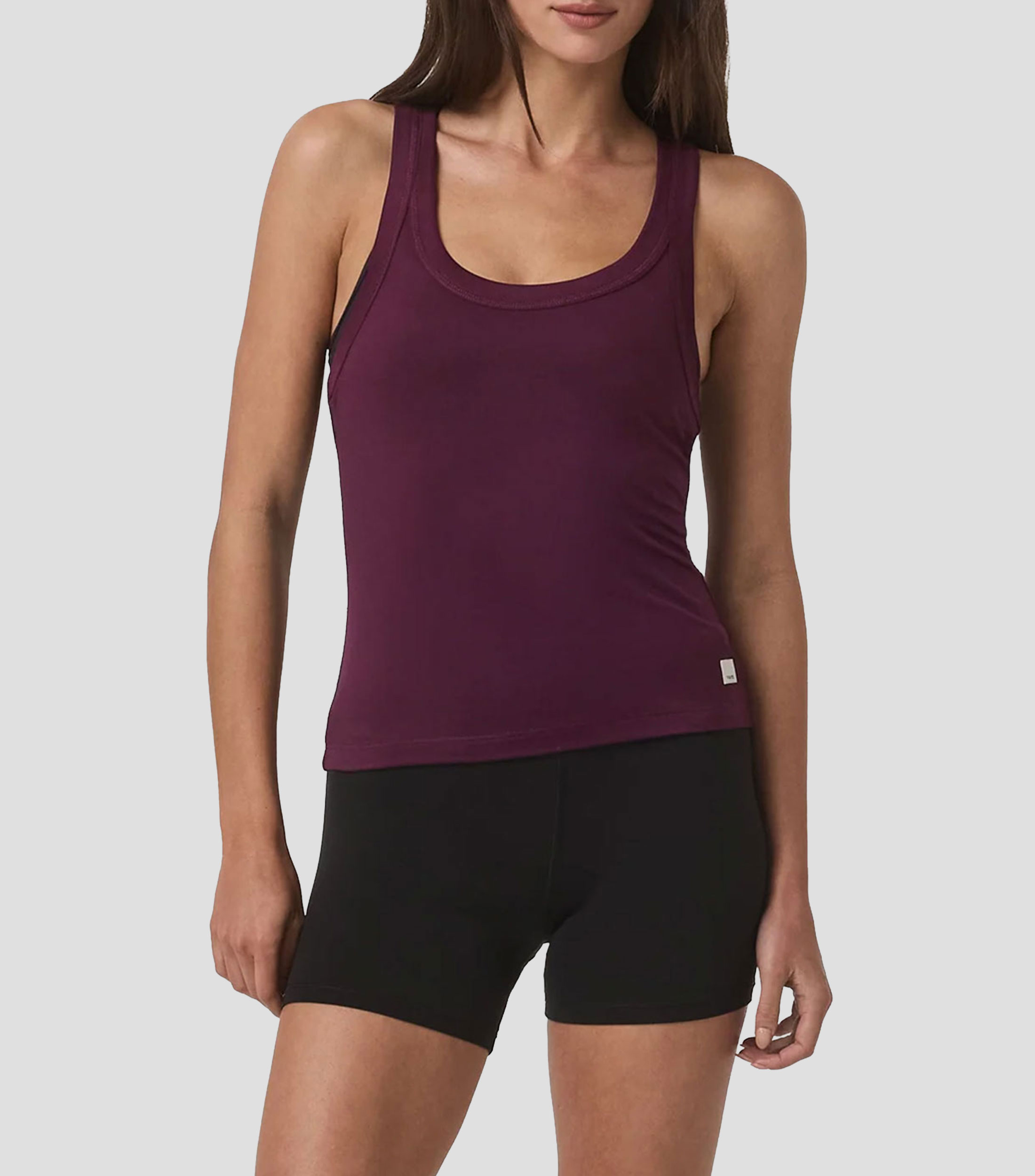 Playera cuello redondo sin mangas lisa Mujer