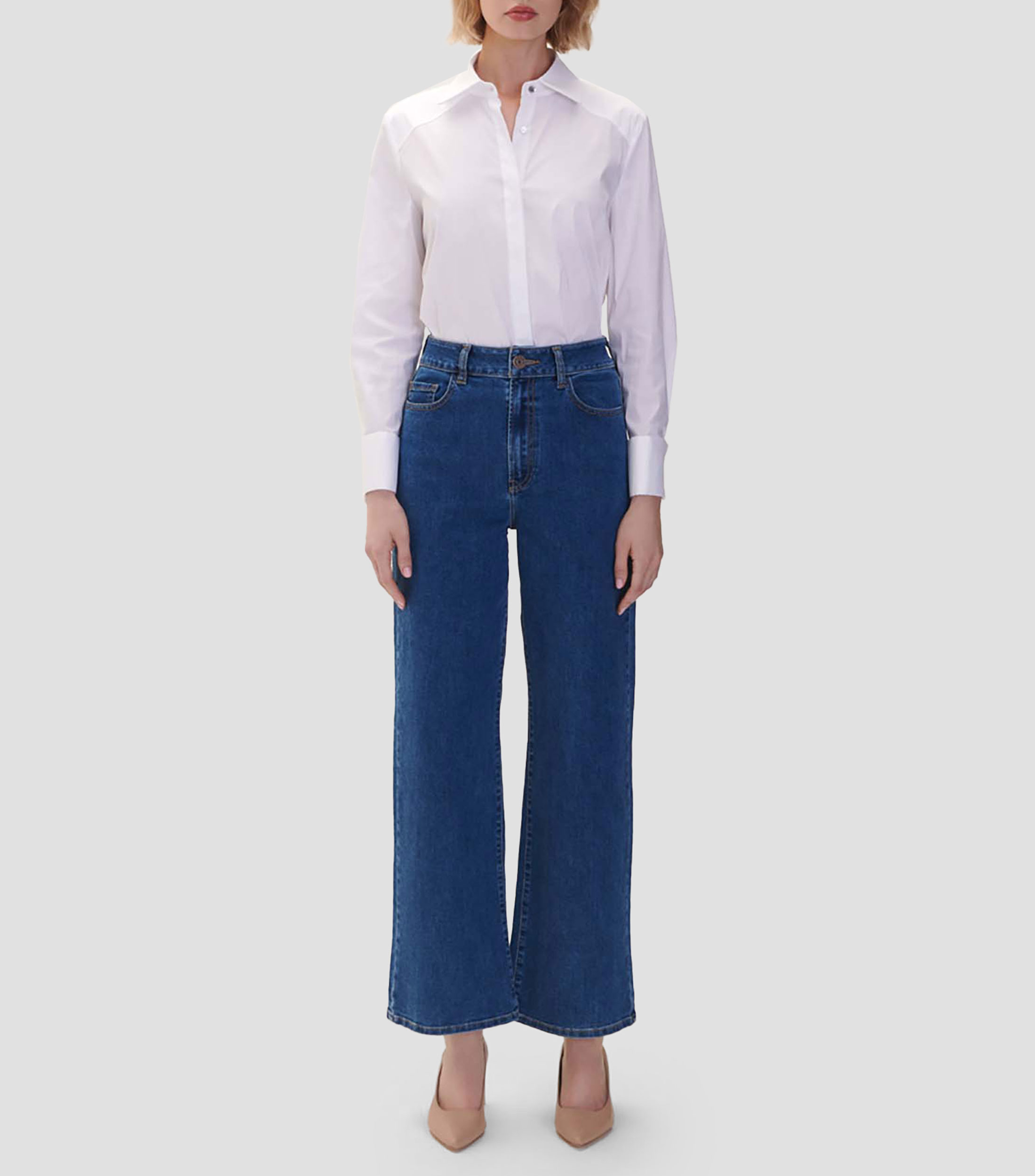 Camisa lisa manga larga Mujer