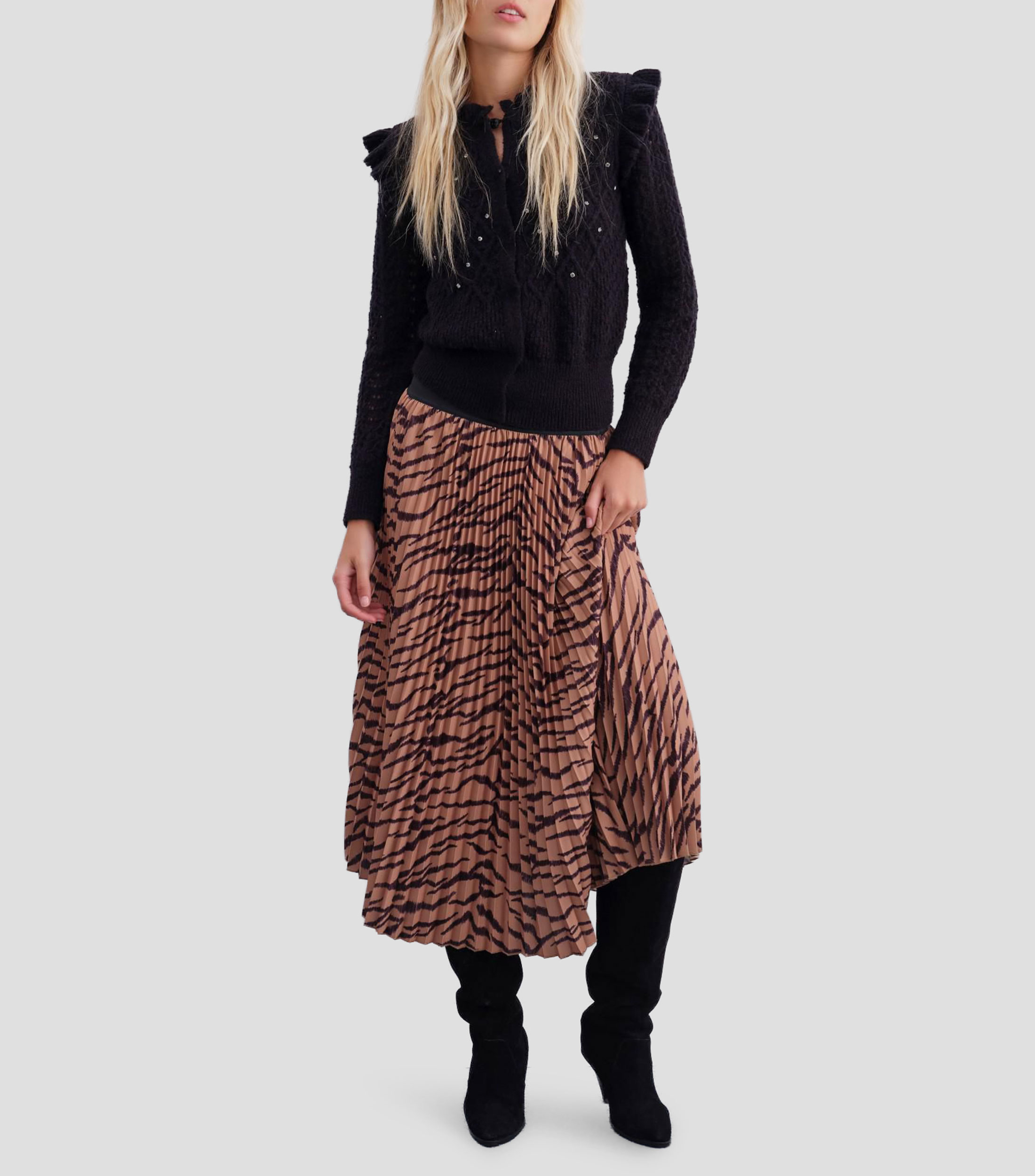 Falda midi animalprint Mujer