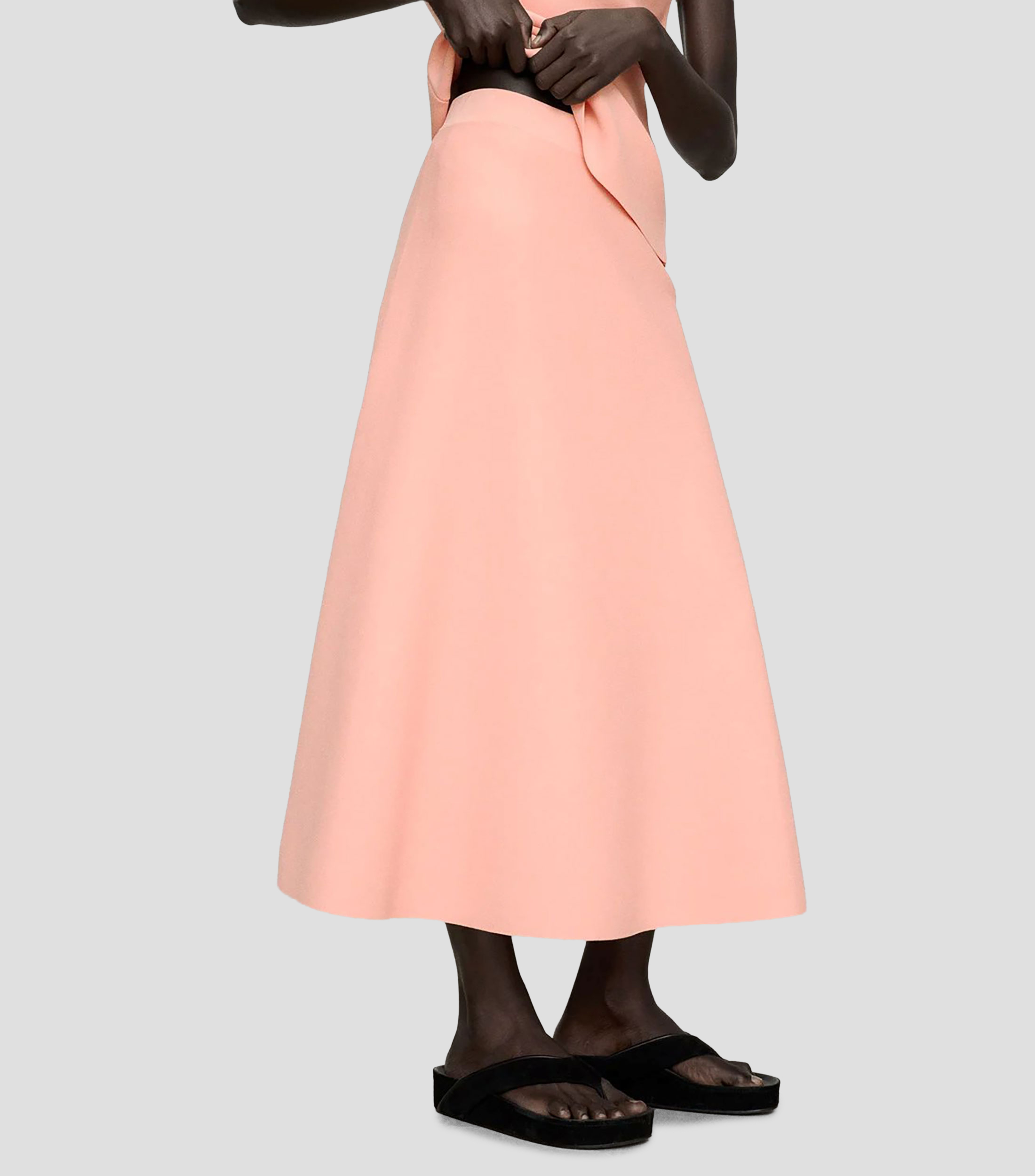 Falda midi corte regular liso Mujer