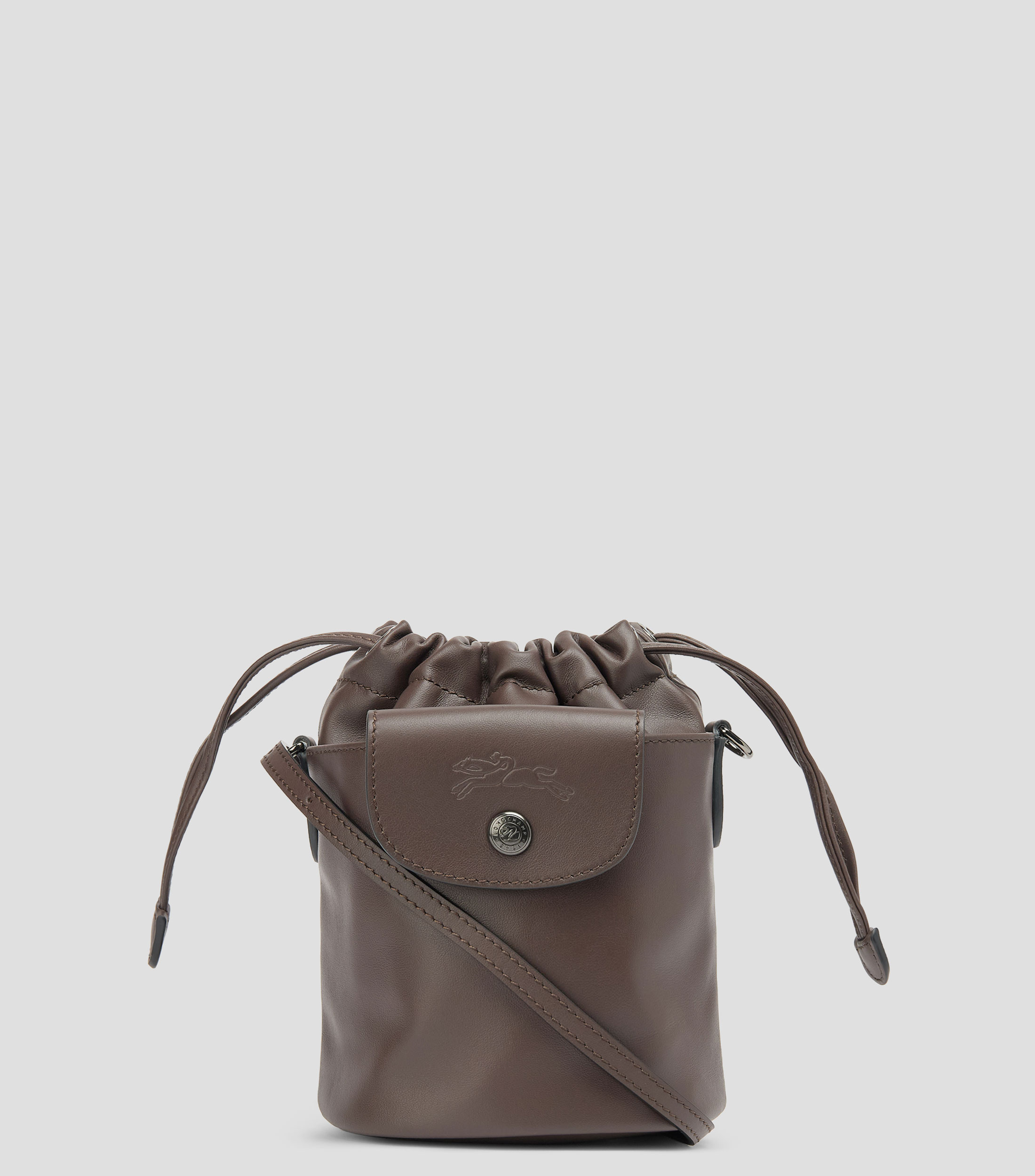 Bolsa bucket café obscuro en piel Le Pliage Xtra lisa Mujer