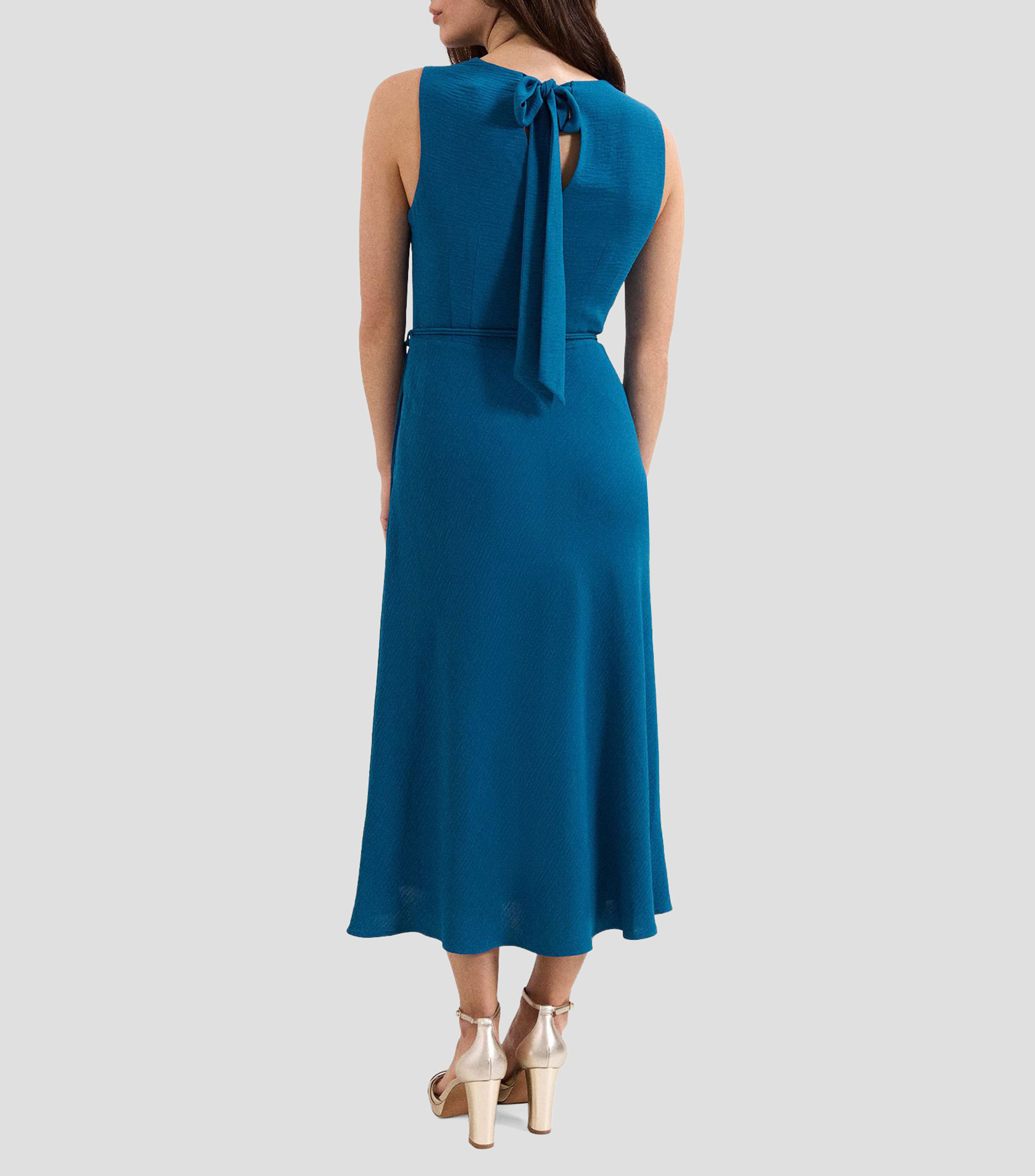 Vestido midi sólido con textura Mujer