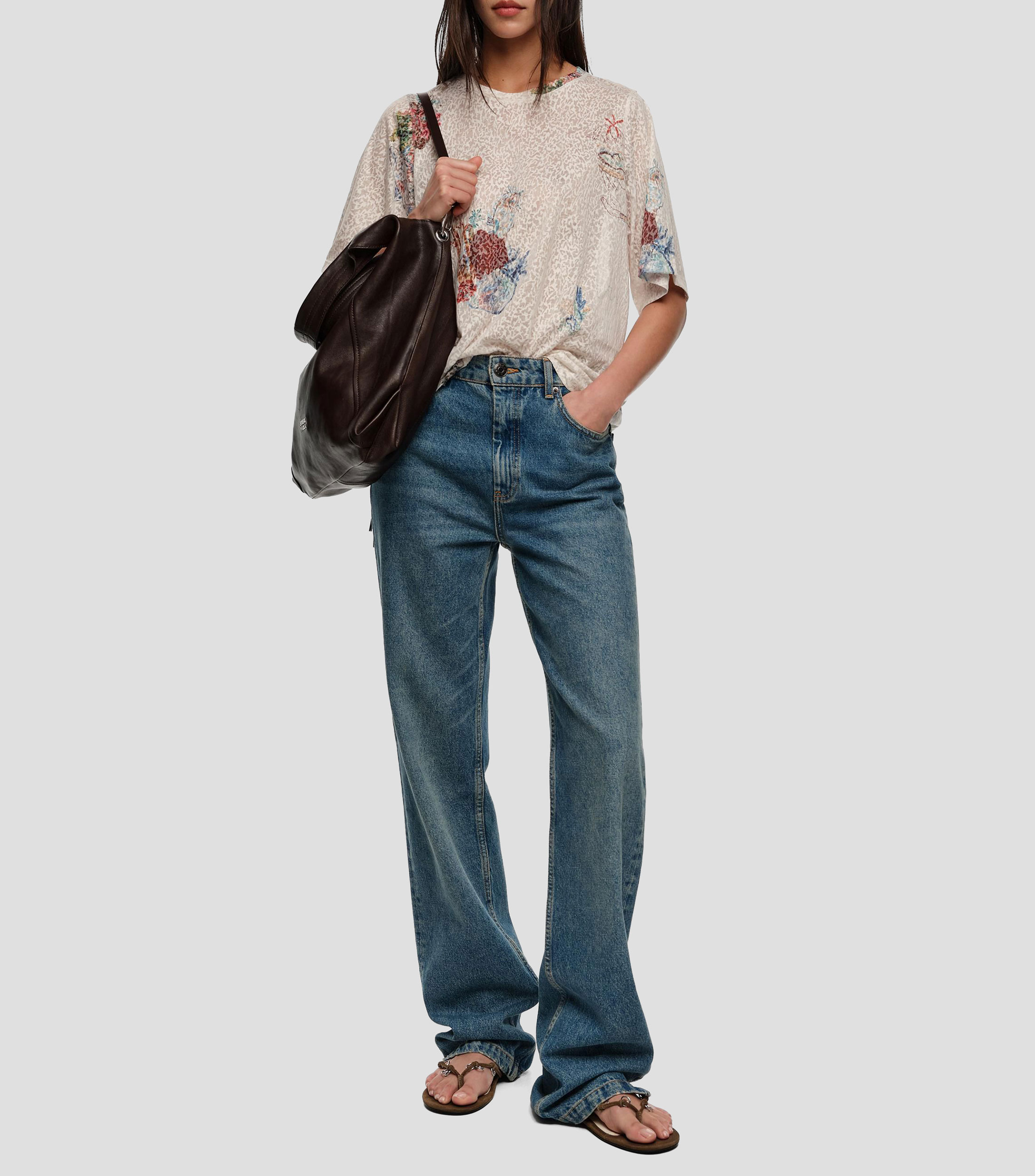 Playera recta devore Seabed blanco roto Mujer