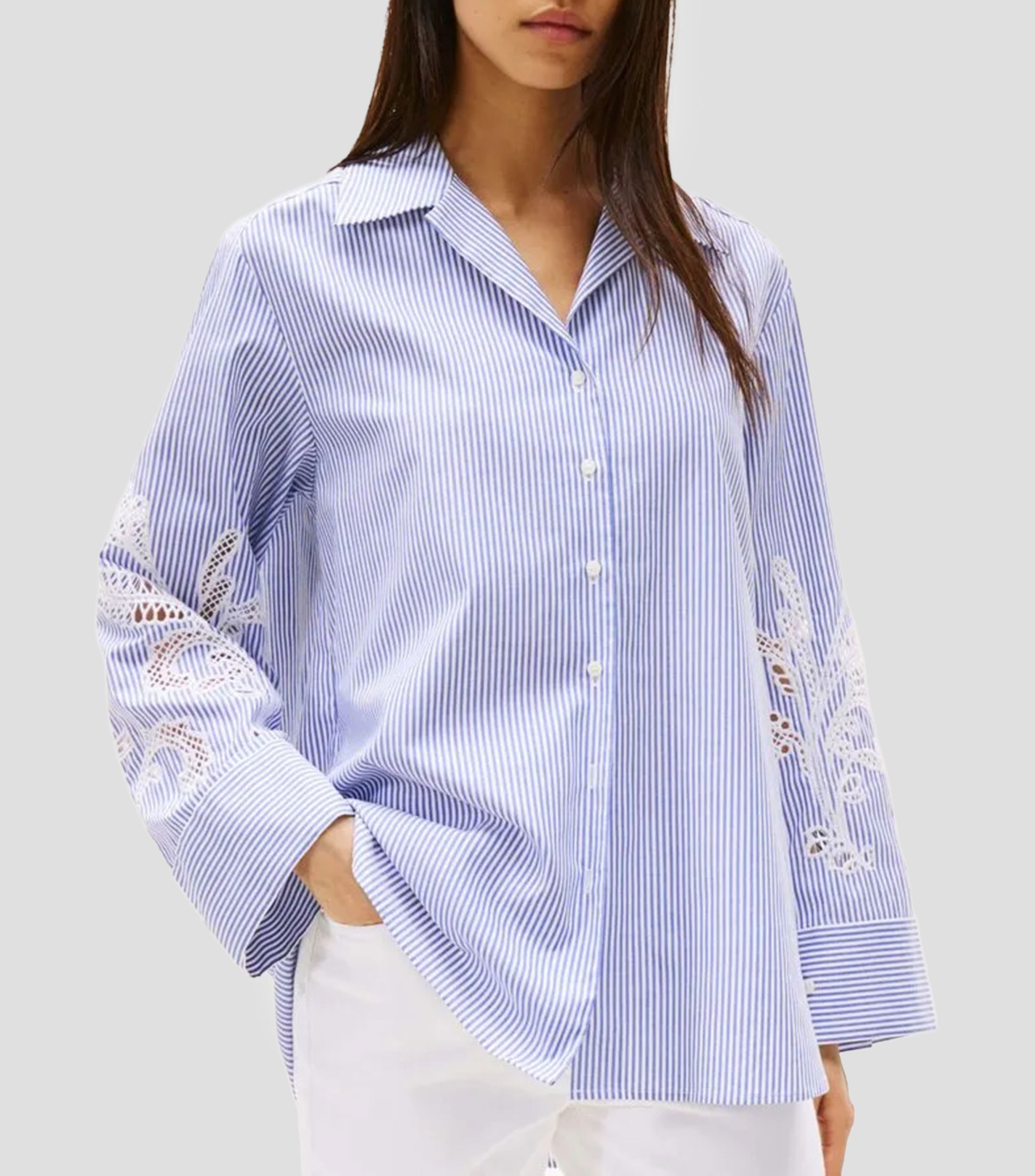 Camisa rayas manga larga Mujer