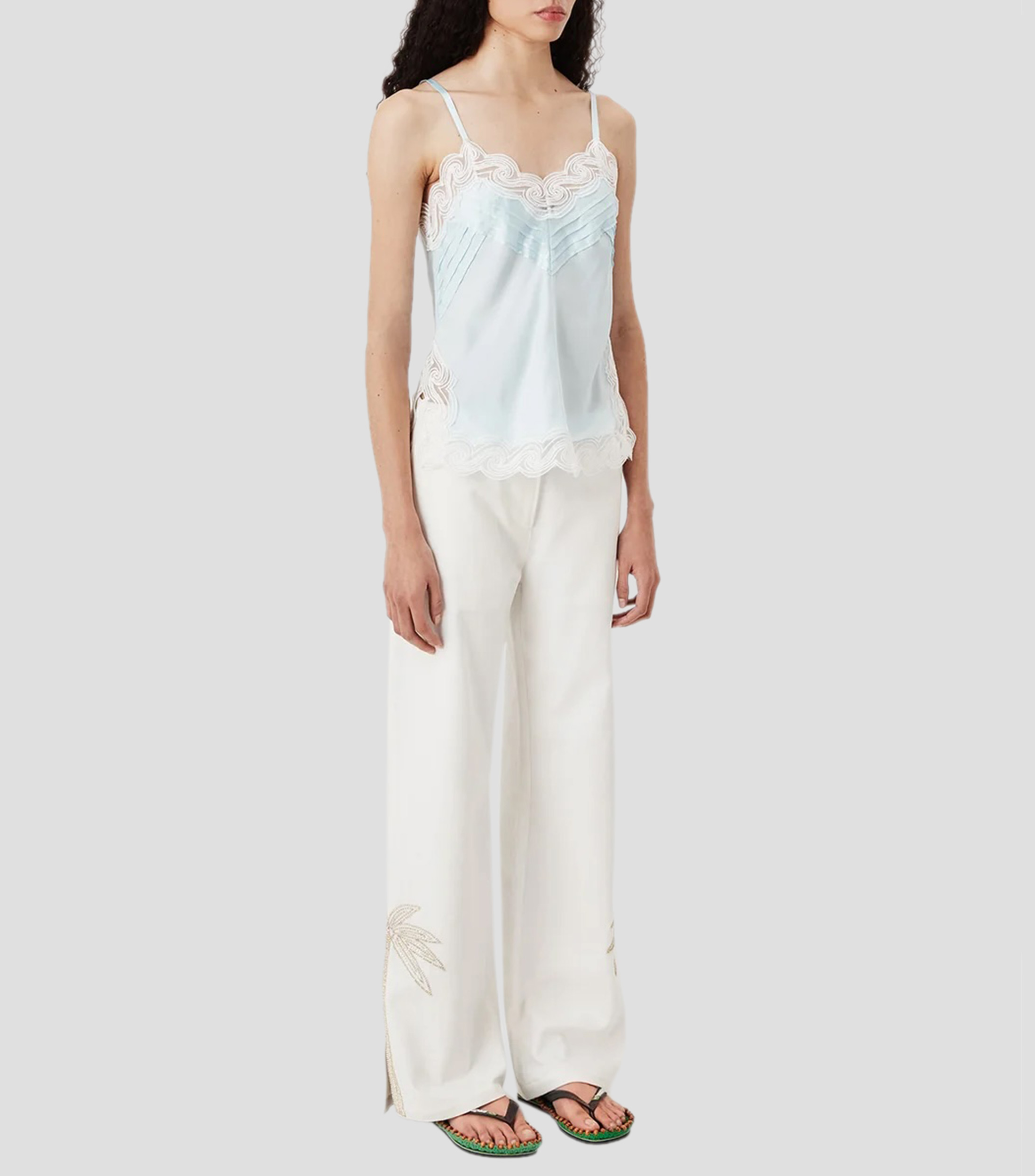 Blusa lisa con detalle decorativo sin mangas Mujer