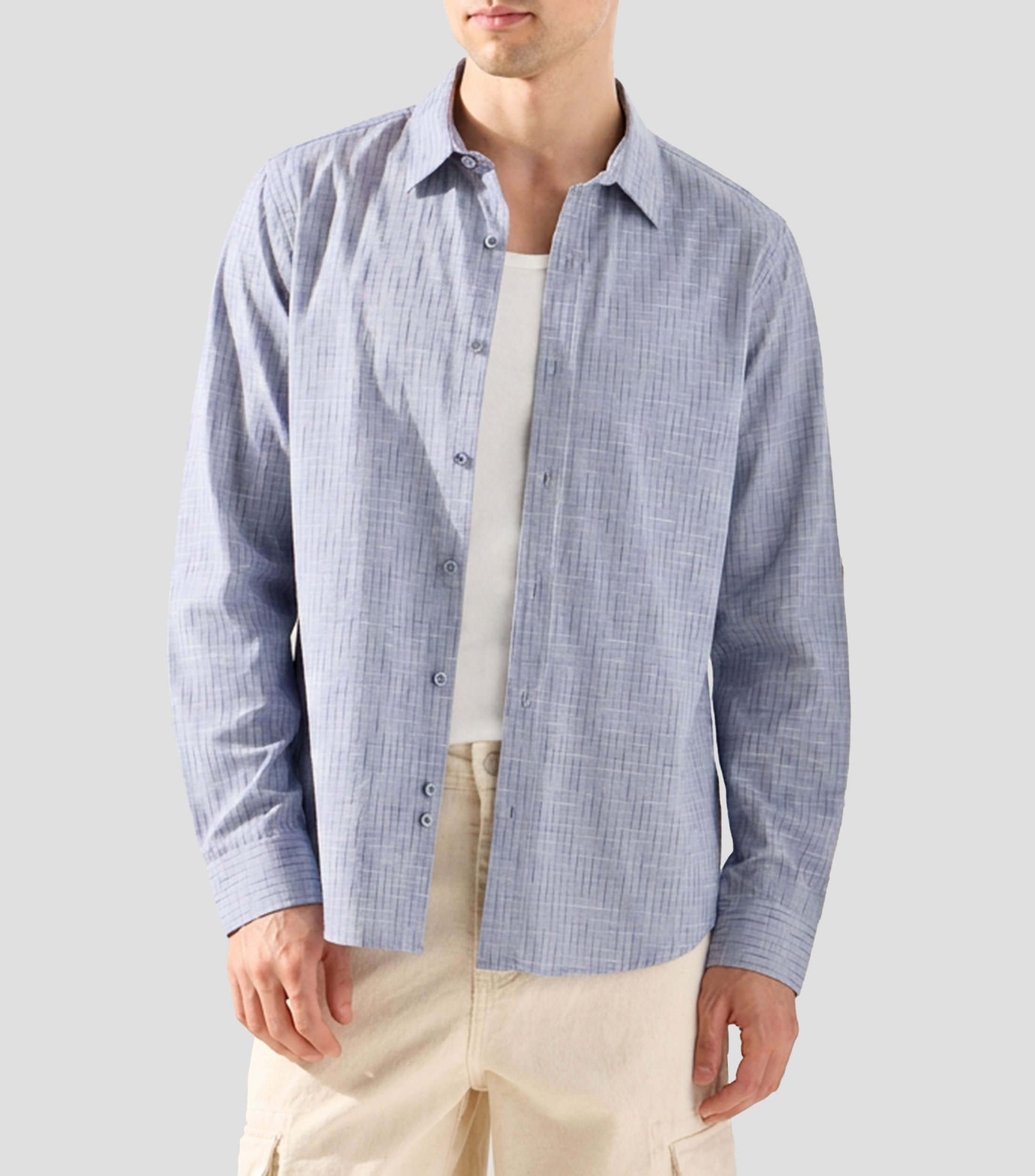 Camisa cuadros manga larga Hombre