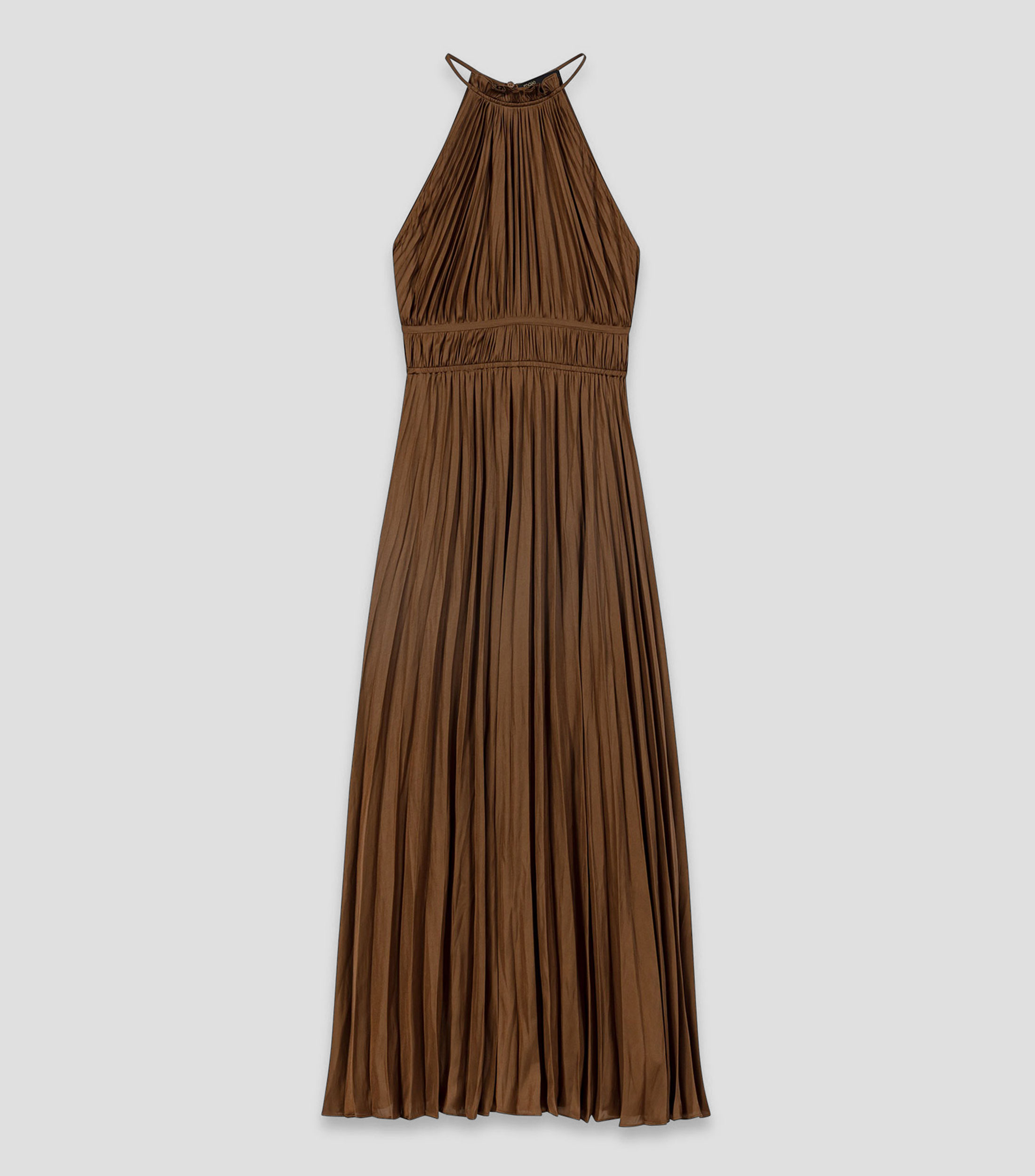 Vestido largo liso plisado Mujer