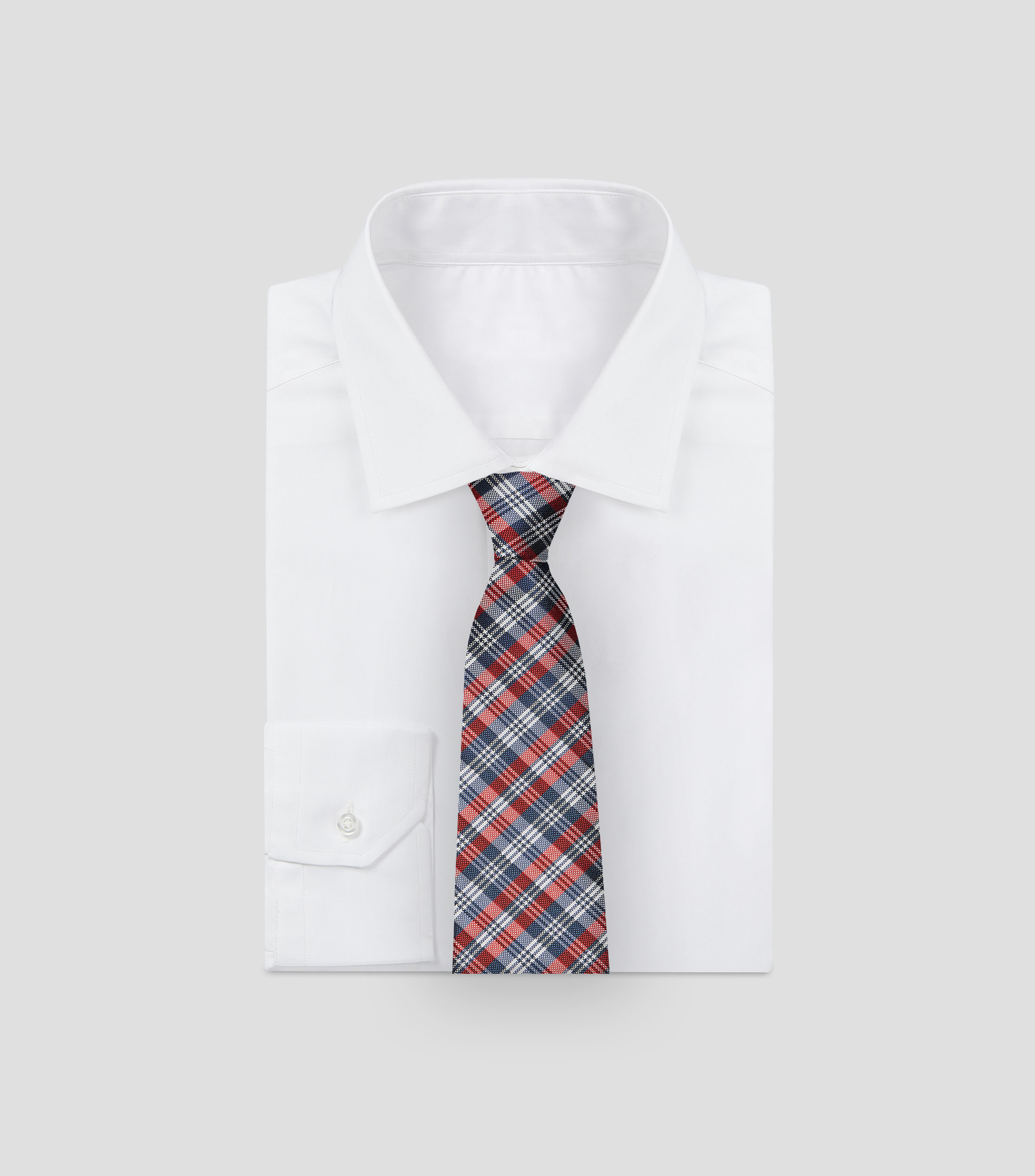 Corbata ancha de seda cuadros