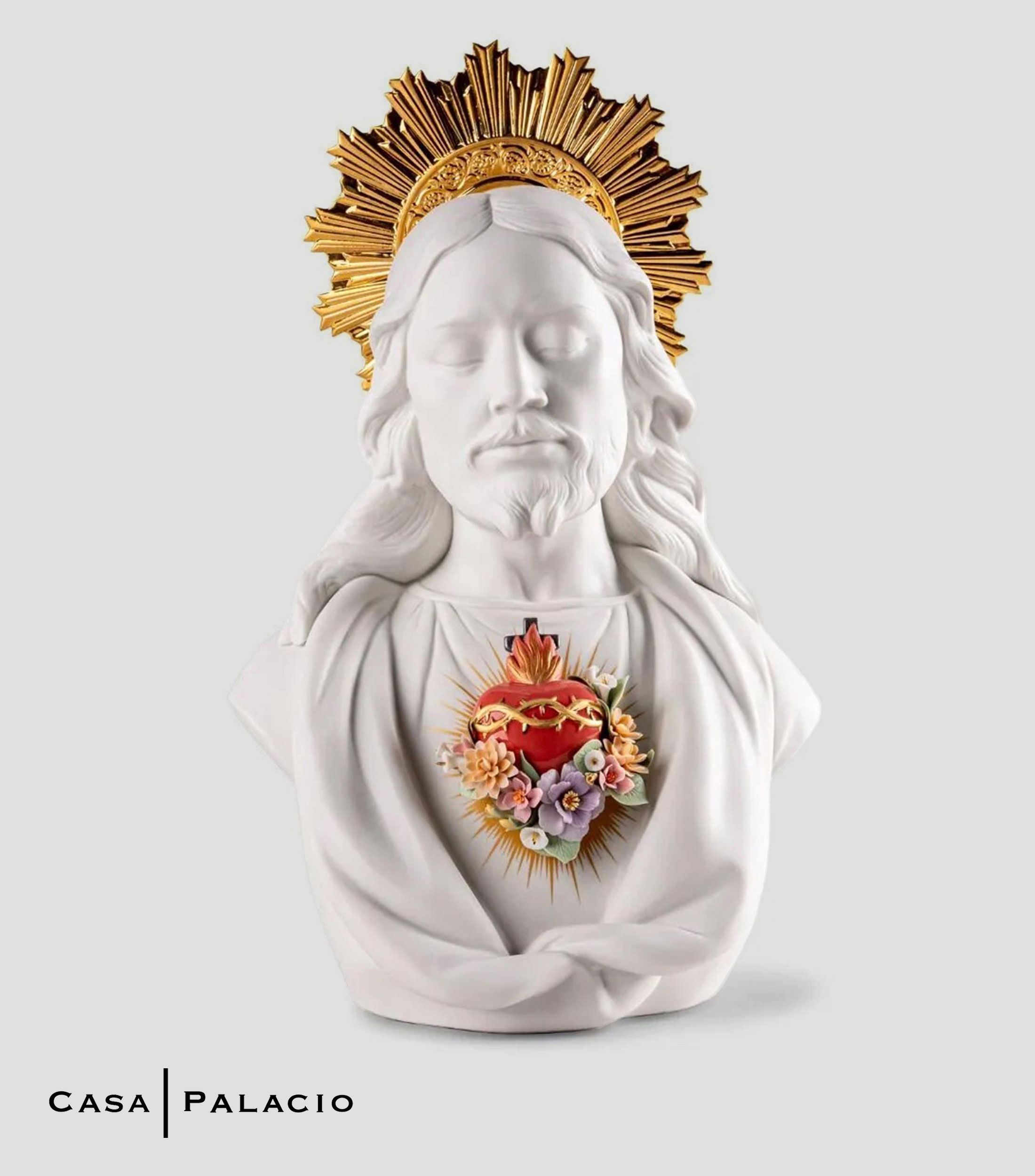 Escultura Sagrado Corazon de Jesus en porcelana