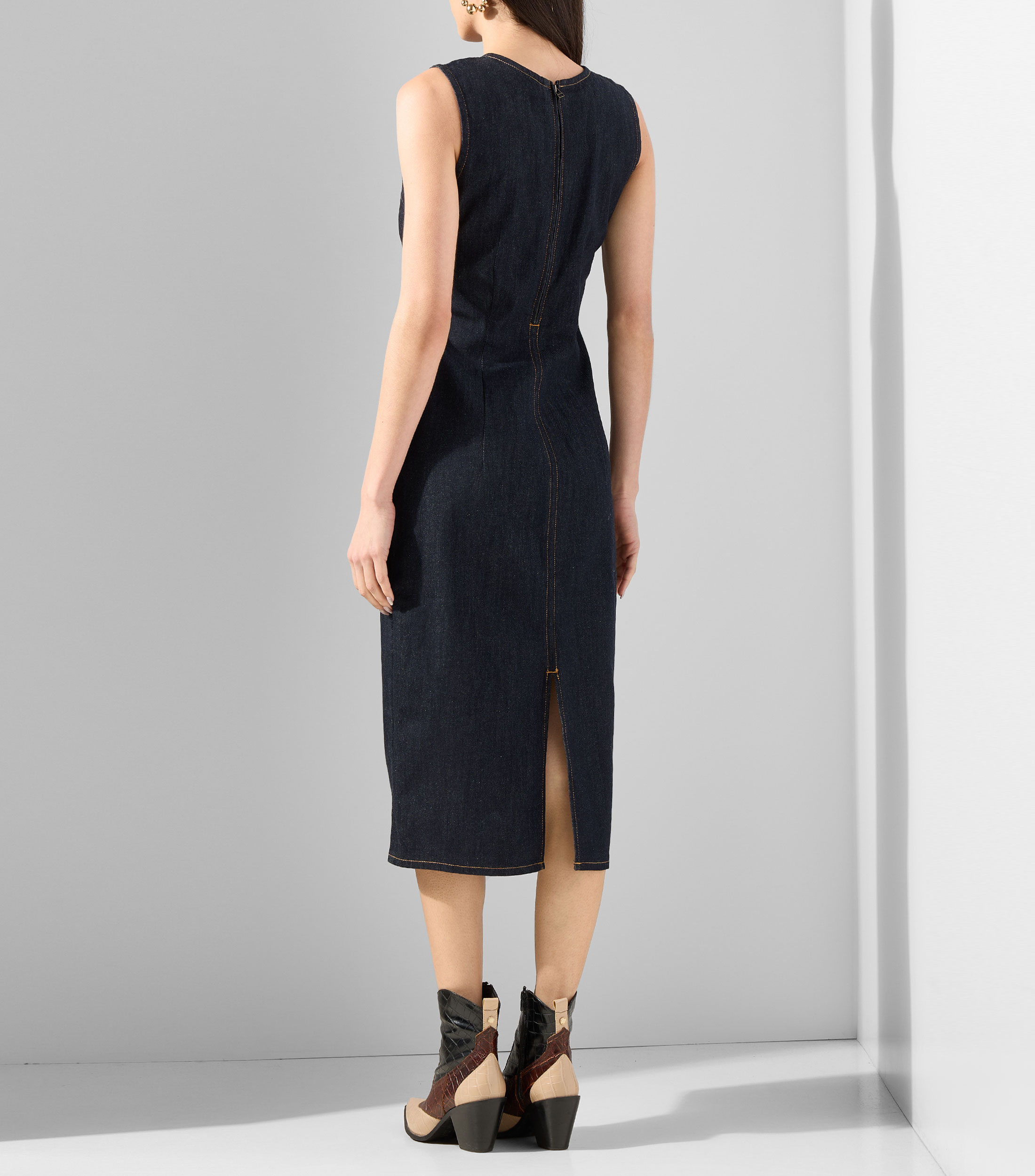 Vestido midi liso Mujer