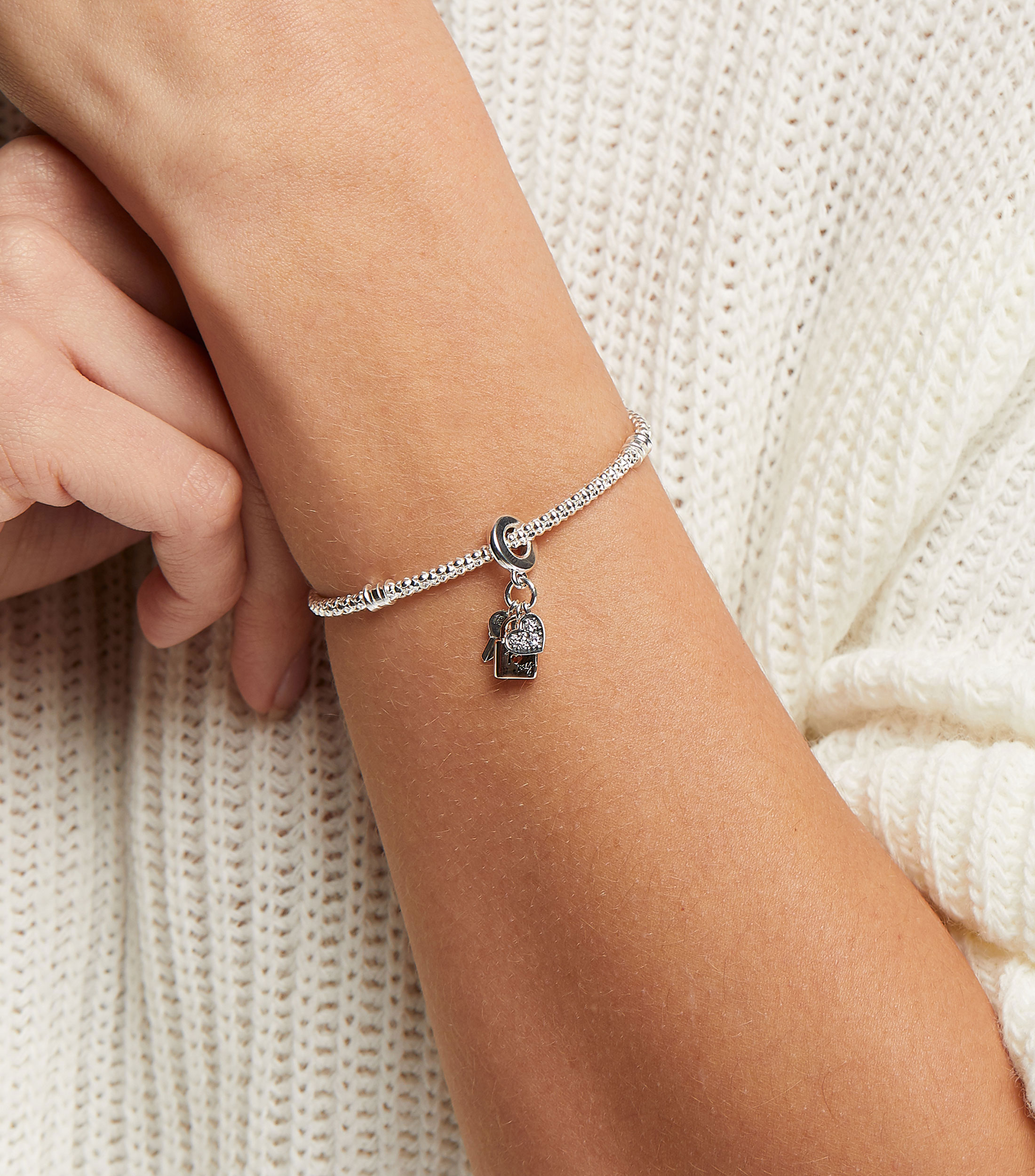 Charm Llave y Candado en Plata con Cristal Mujer