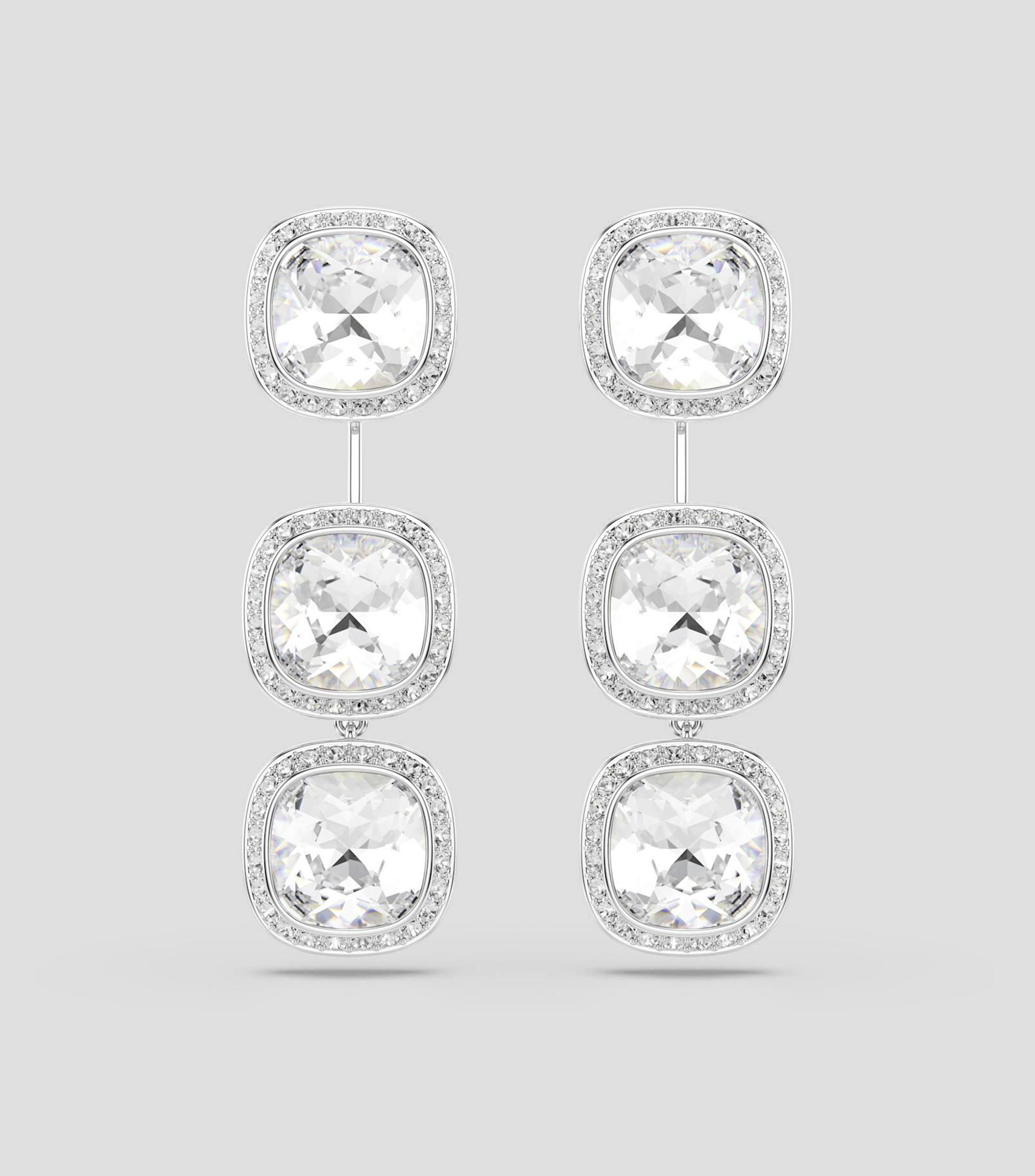 Aretes en forma de cojín con cristales transparentes Una Angelic Mujer