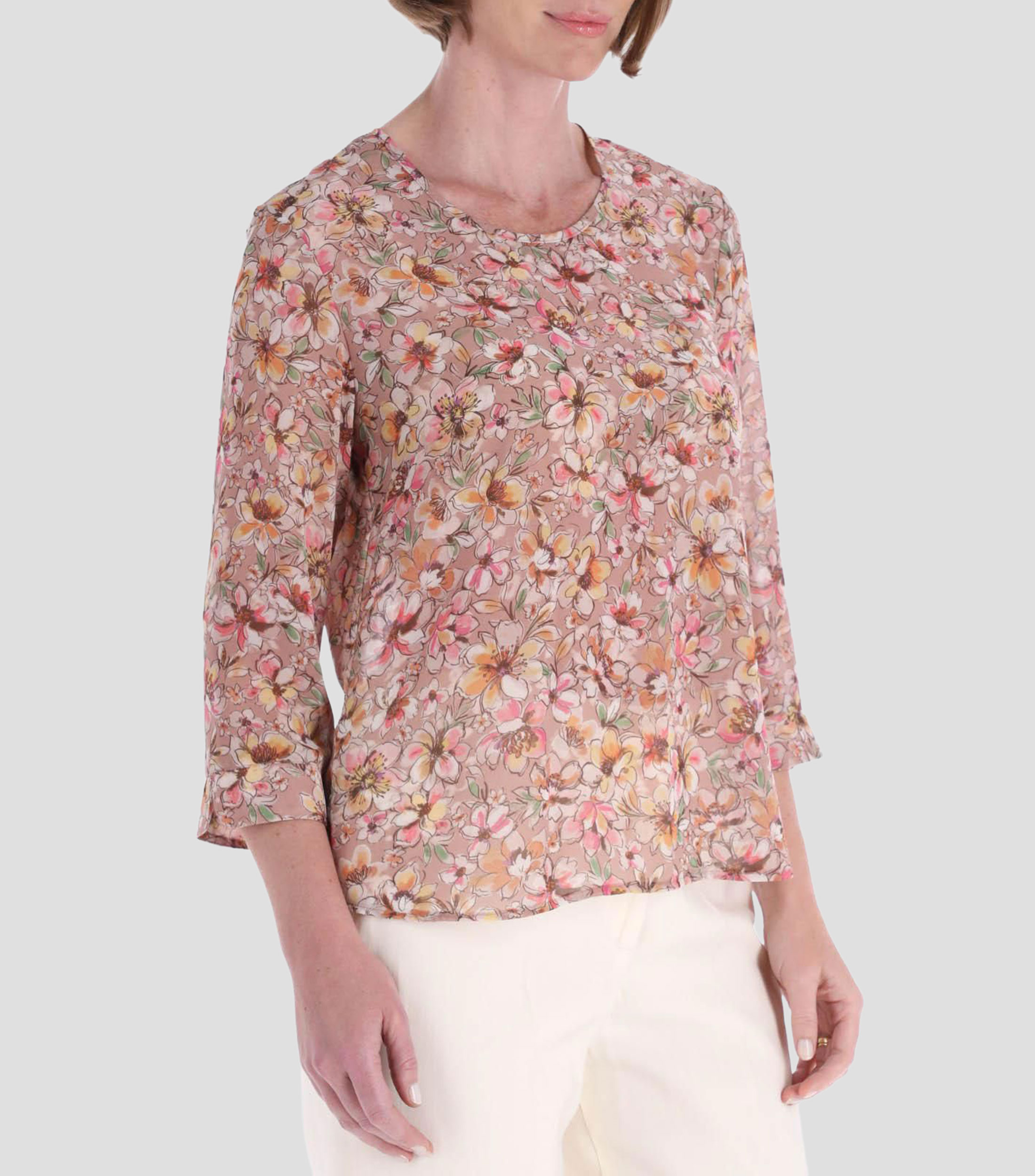 Blusa estampada manga 3/4 Mujer