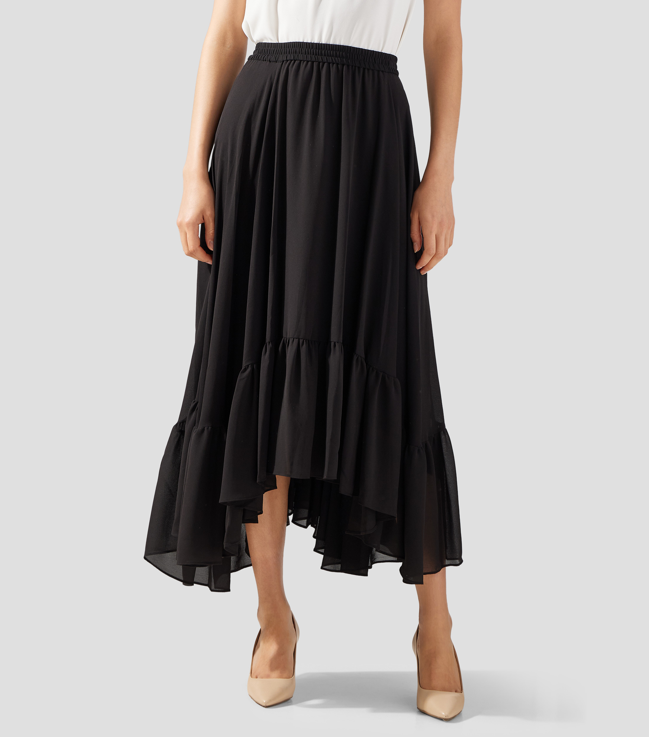 Falda midi A lisa Mujer