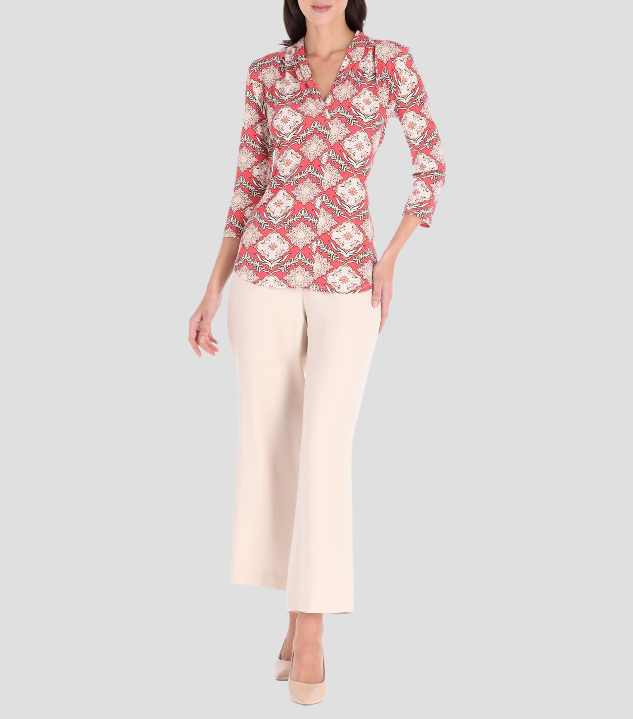 Blusa estampada manga 3/4 Mujer
