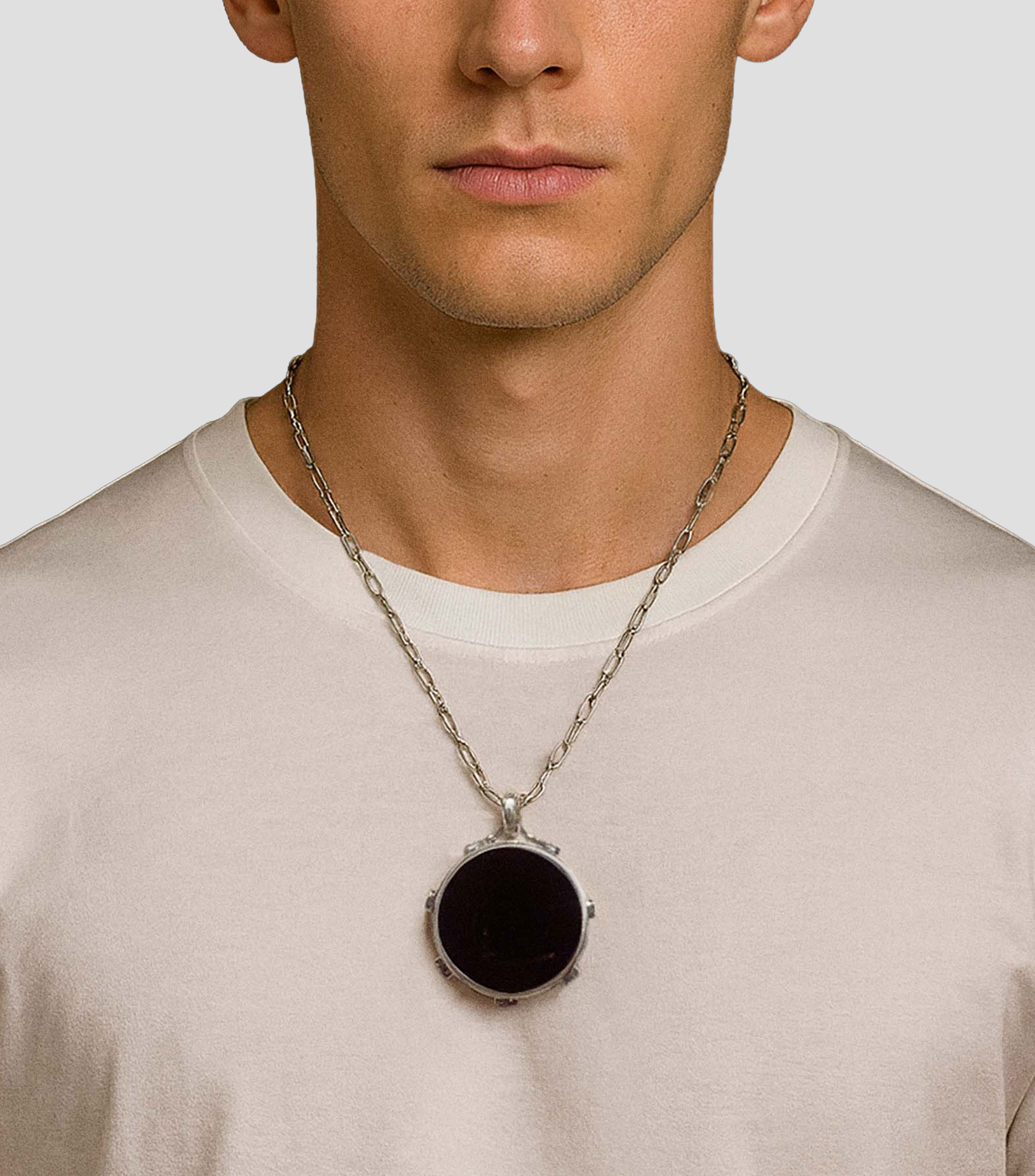 Dije en plata .925 con obsidiana Unisex