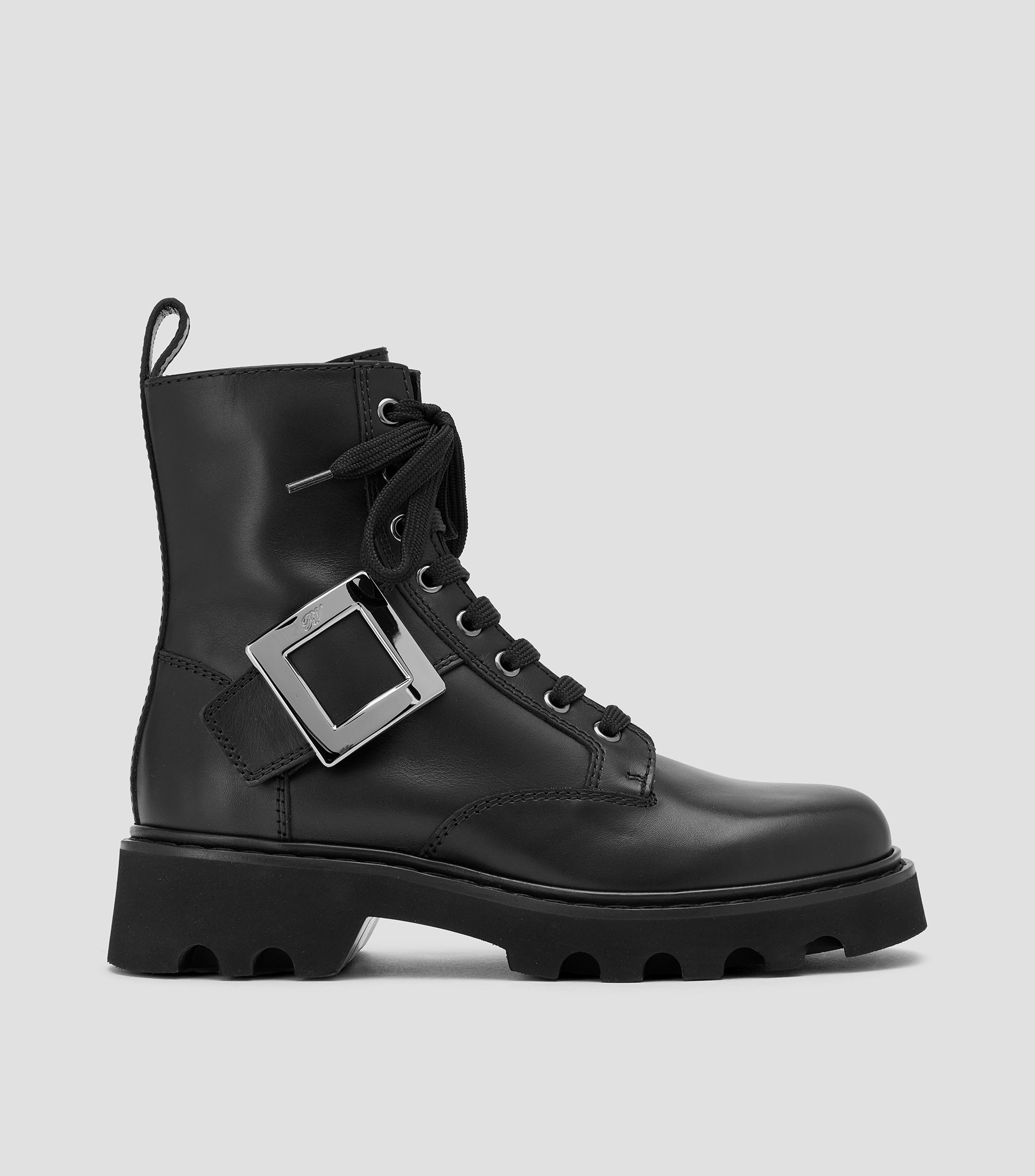 Botas en piel con tacón bajo ancho Mujer