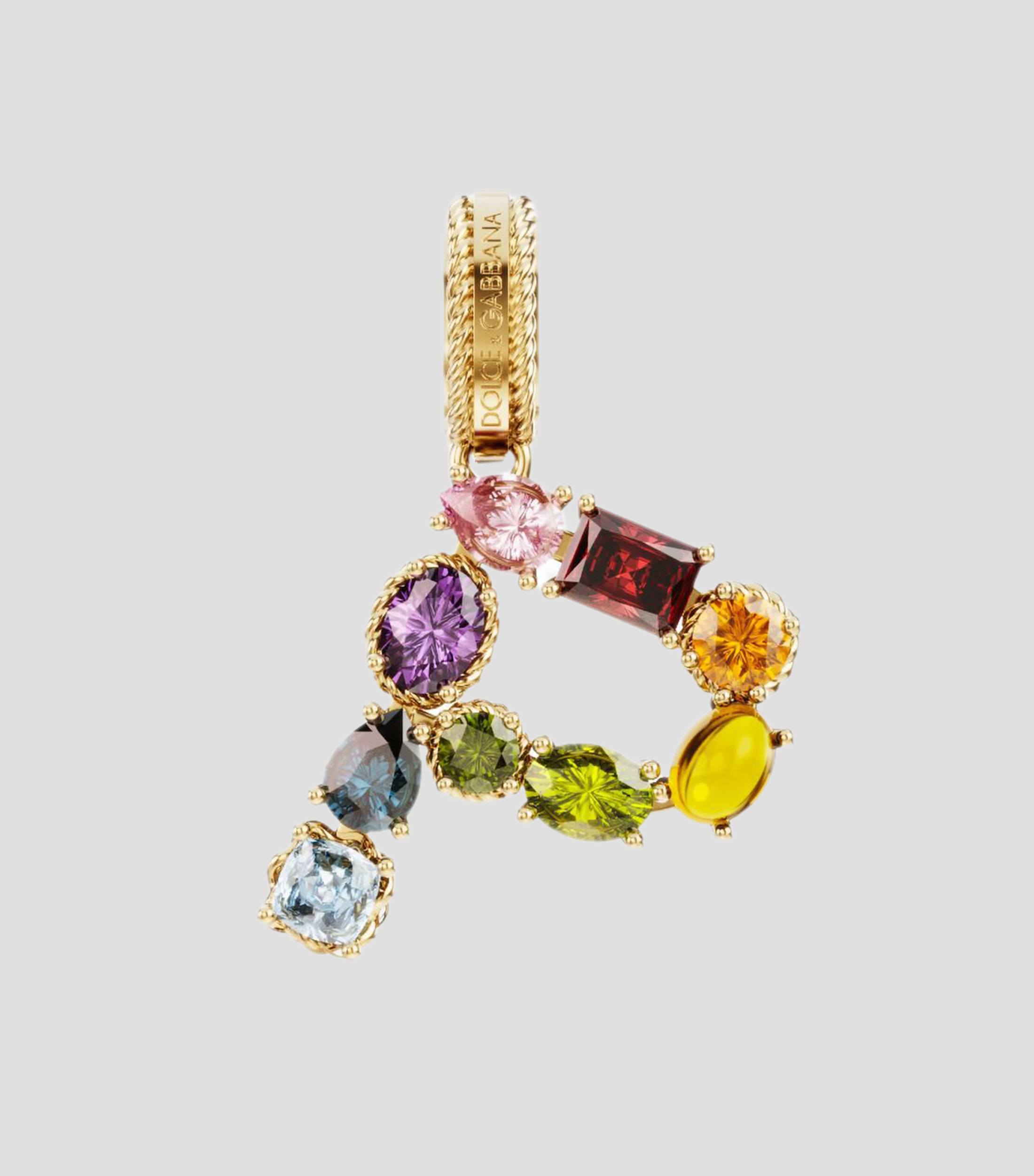 Charm letra "P" en Oro de 18 Kilates Alphabet Rainbow gemas multicolores Mujer