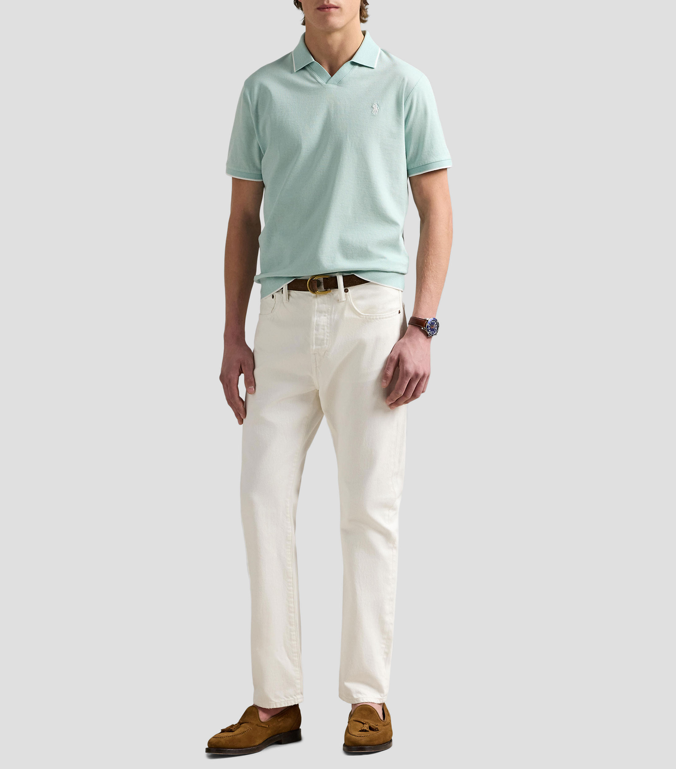 Playera tipo polo manga corta lisa Hombre