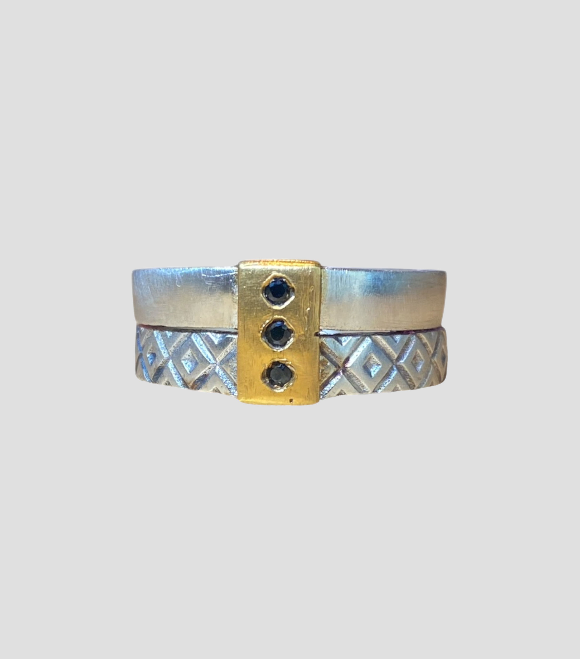 Anillo doble en plata .925 con circonitas Hombre