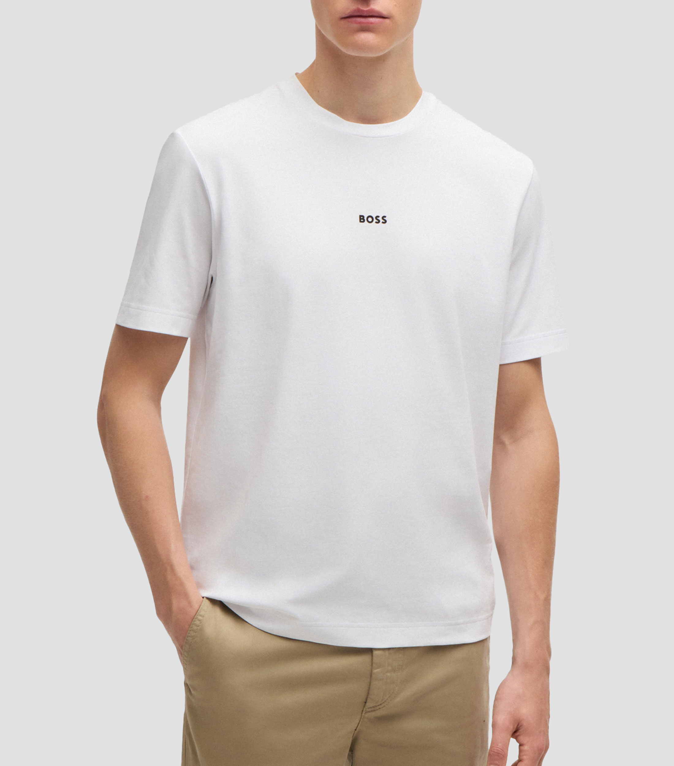 Playera relaxed fit en algodon elastico con logo estampado Hombre