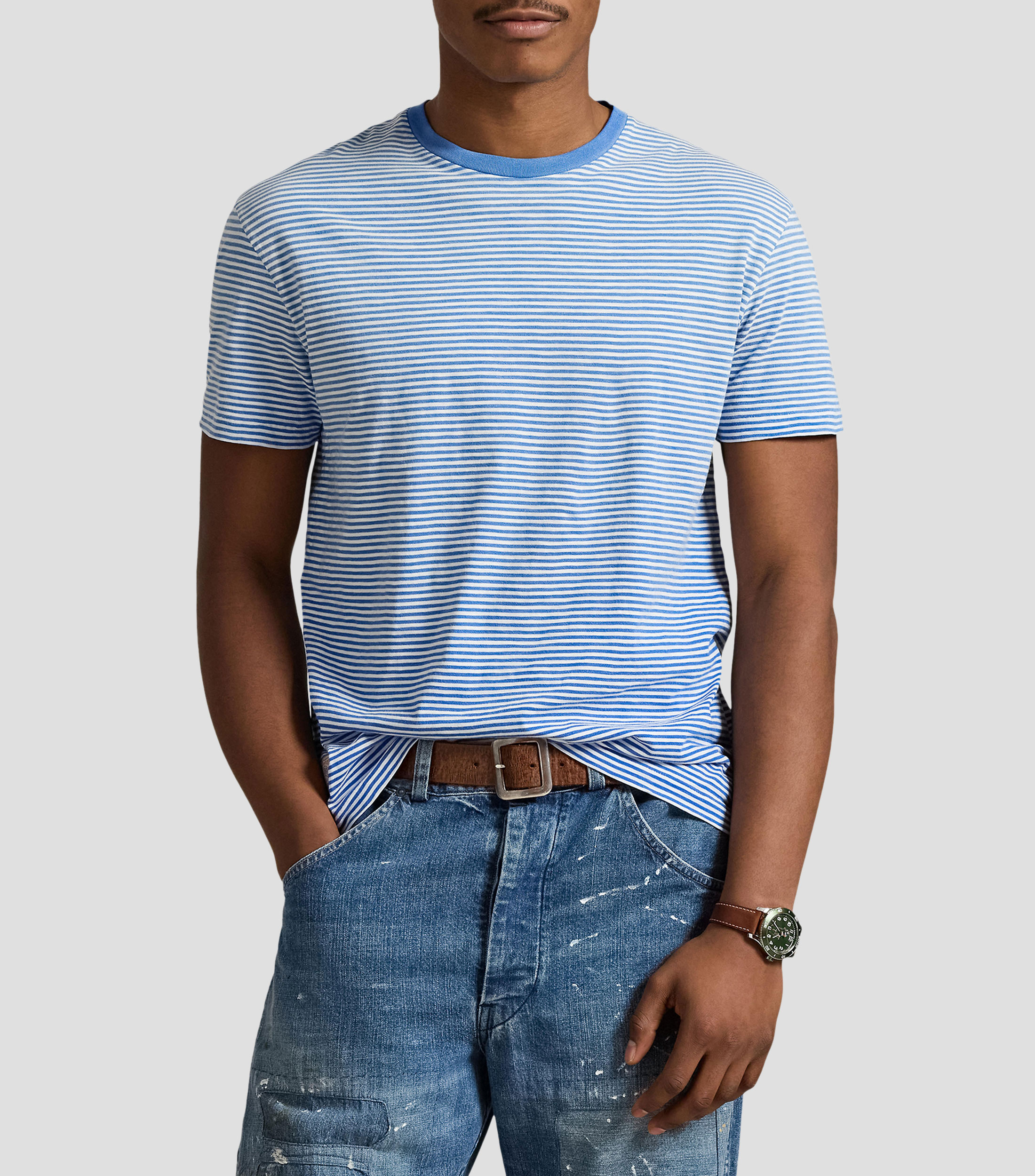 Playera cuello redondo manga corta rayas Hombre