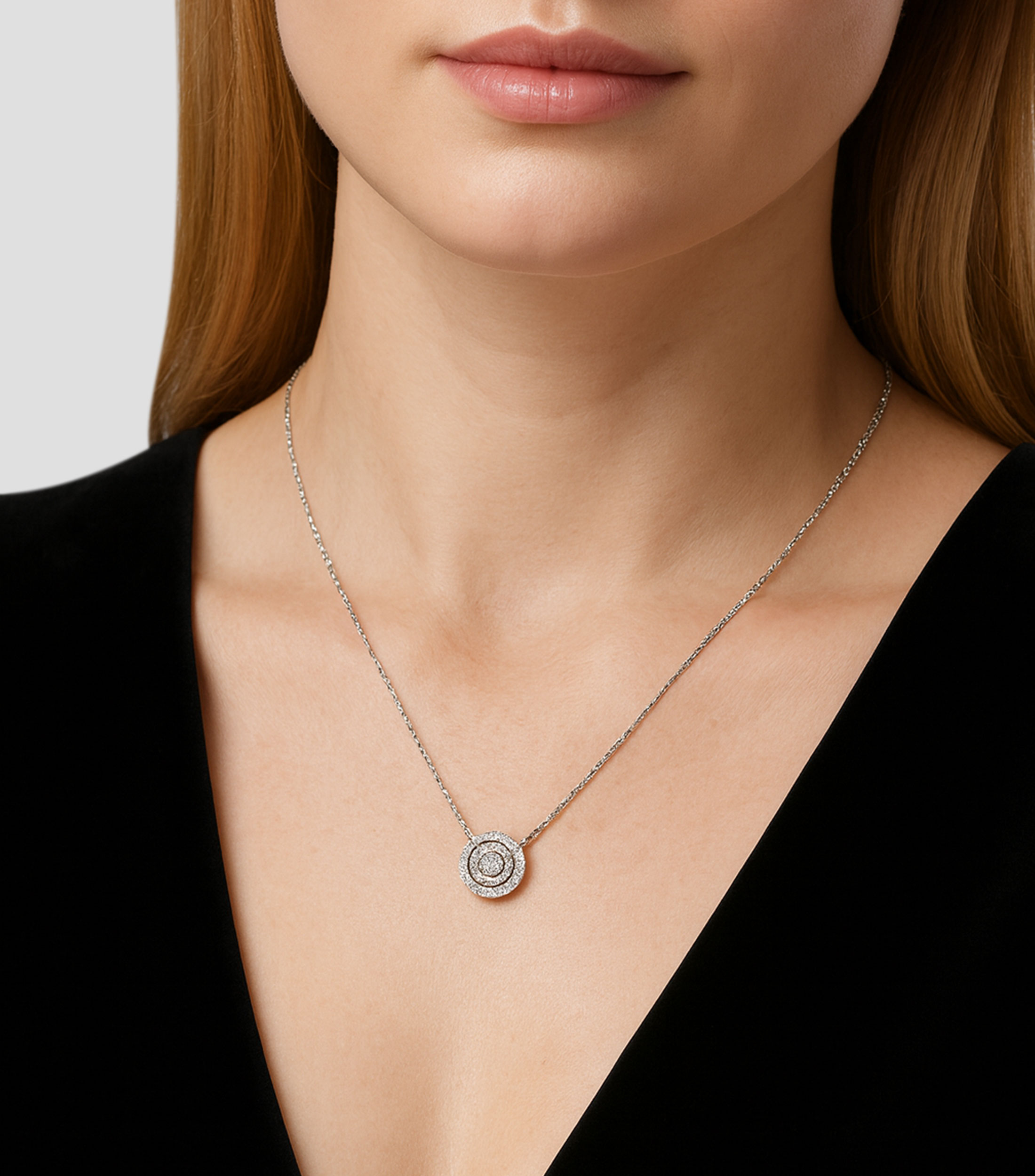 Collar en oro blanco de 18 Kts con diamantes Mujer
