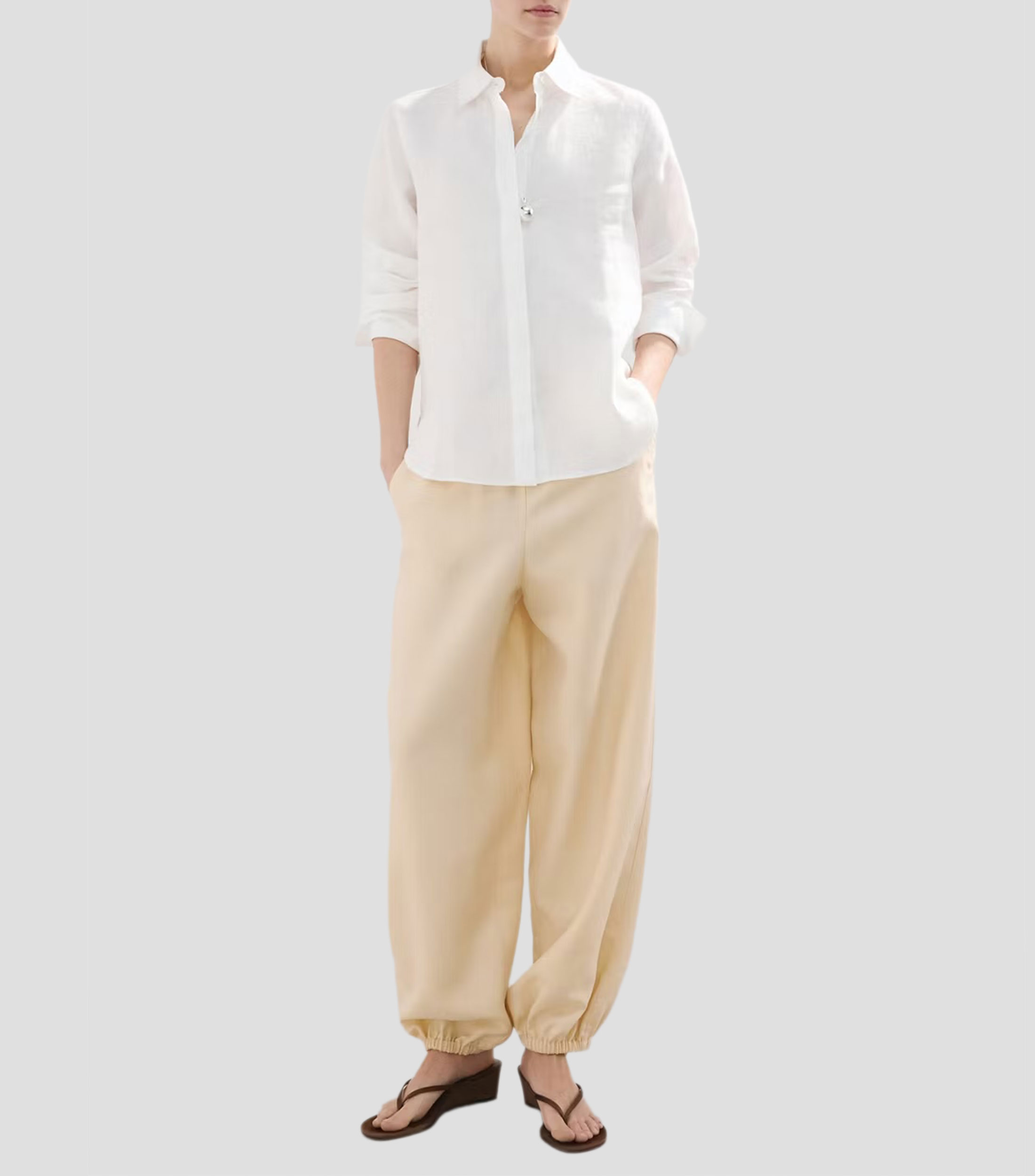 Camisa lisa manga larga mujer