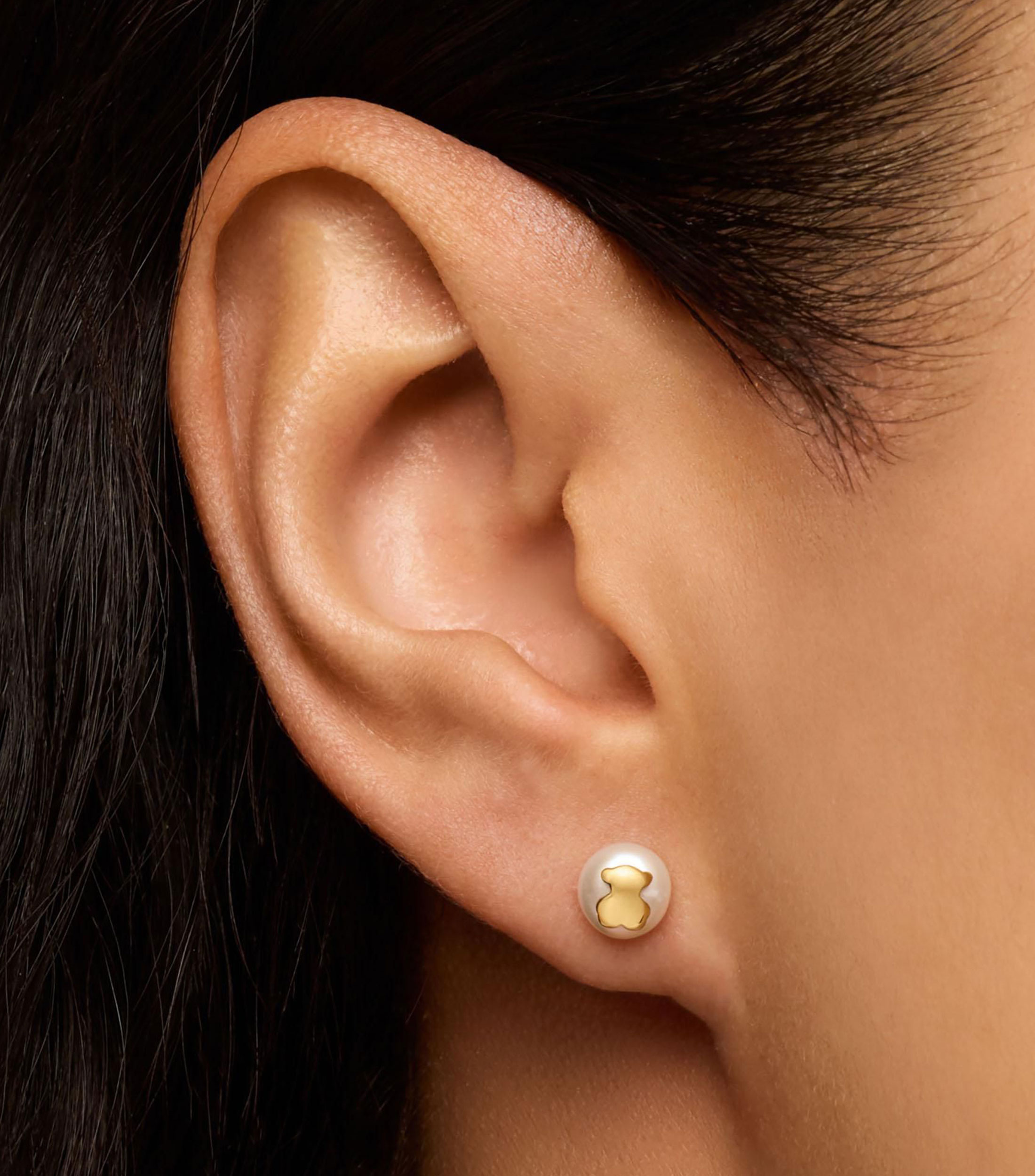 Aretes en oro amarillo de 18 kilates con perla Sweet Dolls Mujer