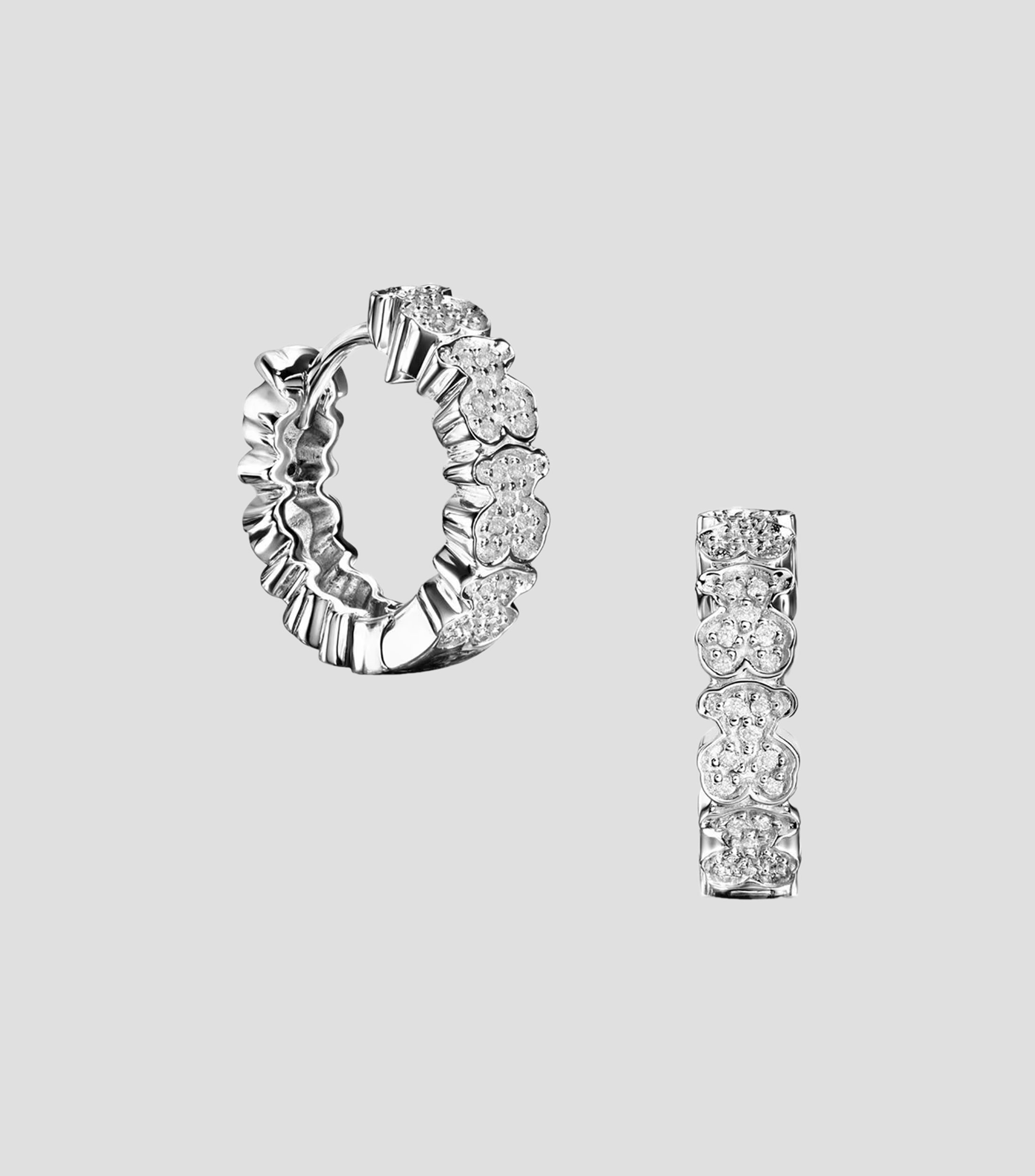 Aretes en oro blanco 18 kilates con diamantes Mujer