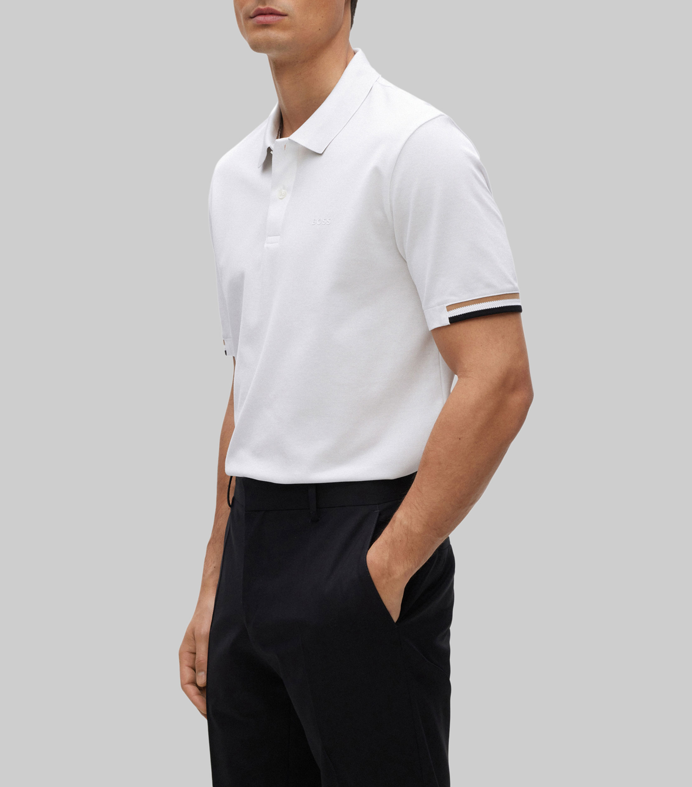 Playera Polo Boss regular fit con logo de goma Hombre