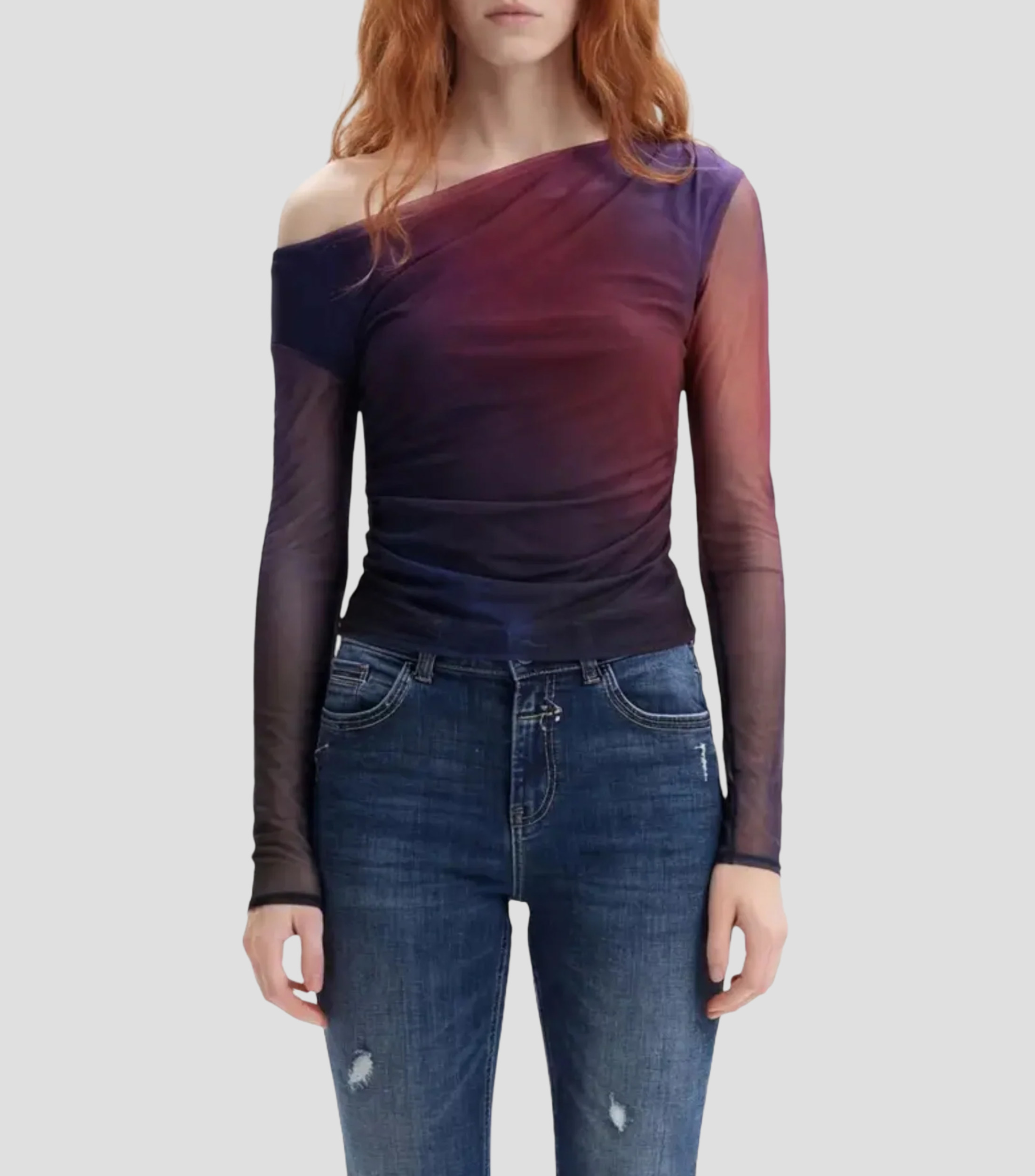 Playera cuello redondo manga larga Sólido Mujer