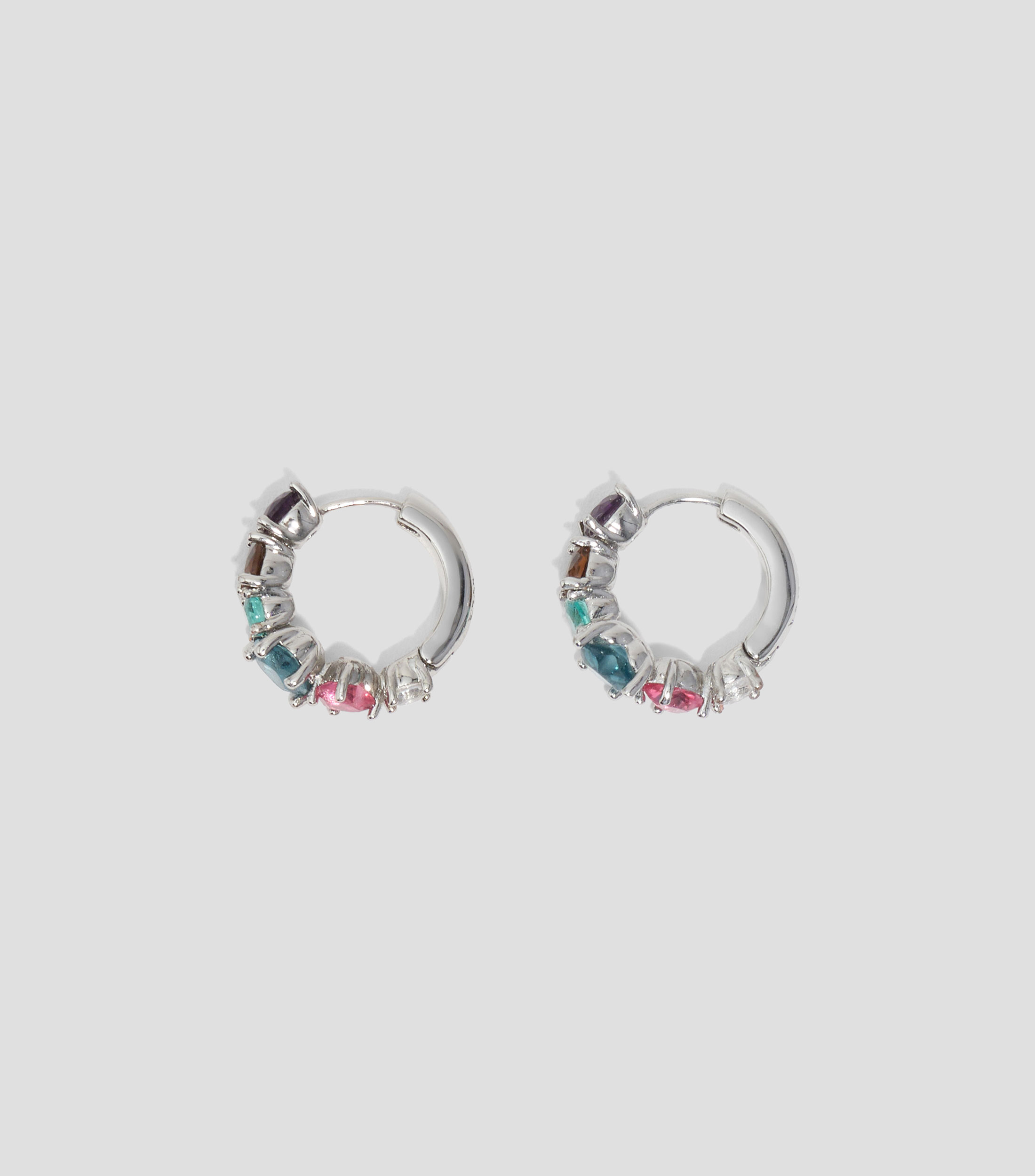 Aretes aro pequeño cristales corazón plateado Mujer