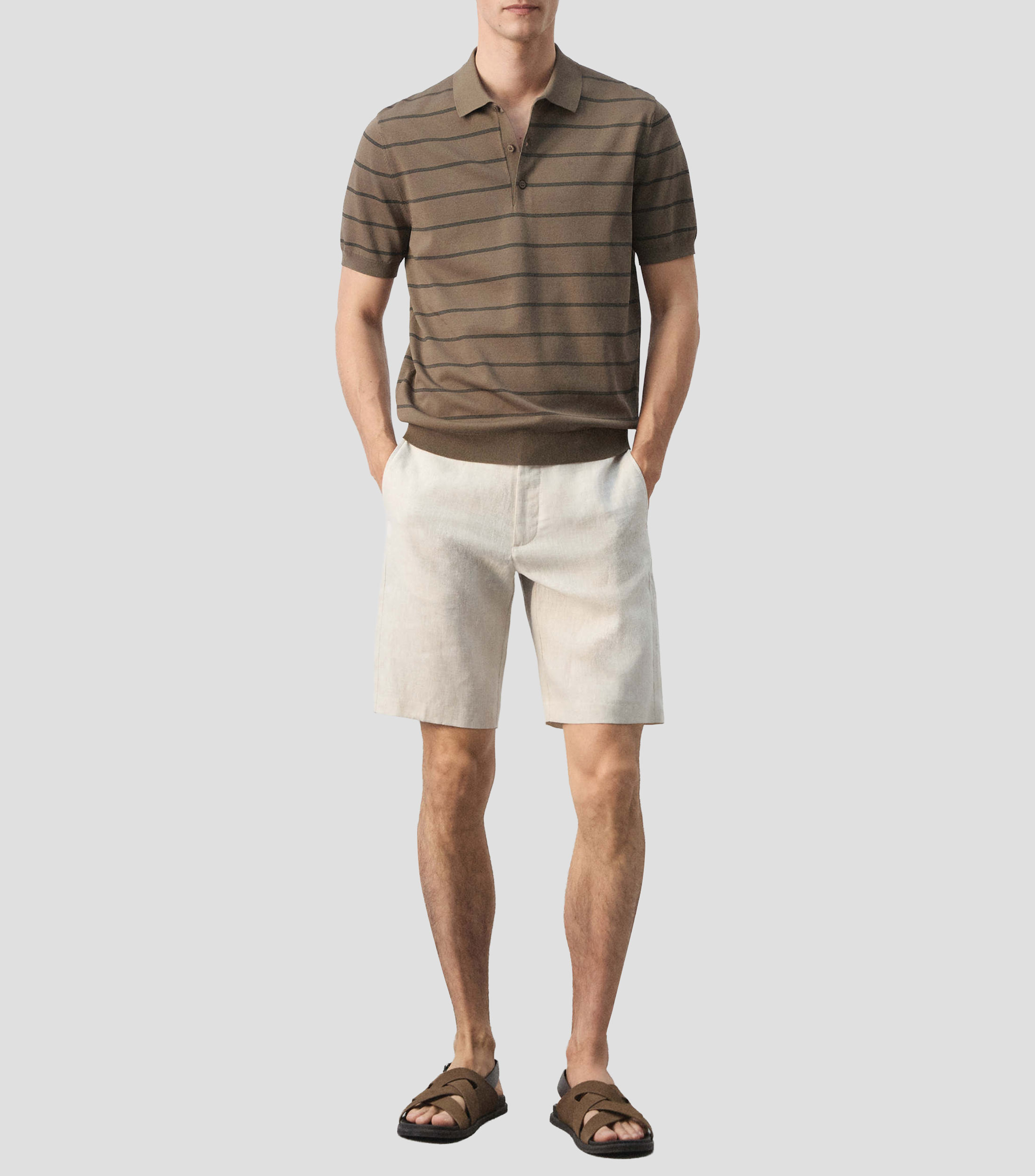Playera tipo Polo manga corta con líneas Hombre