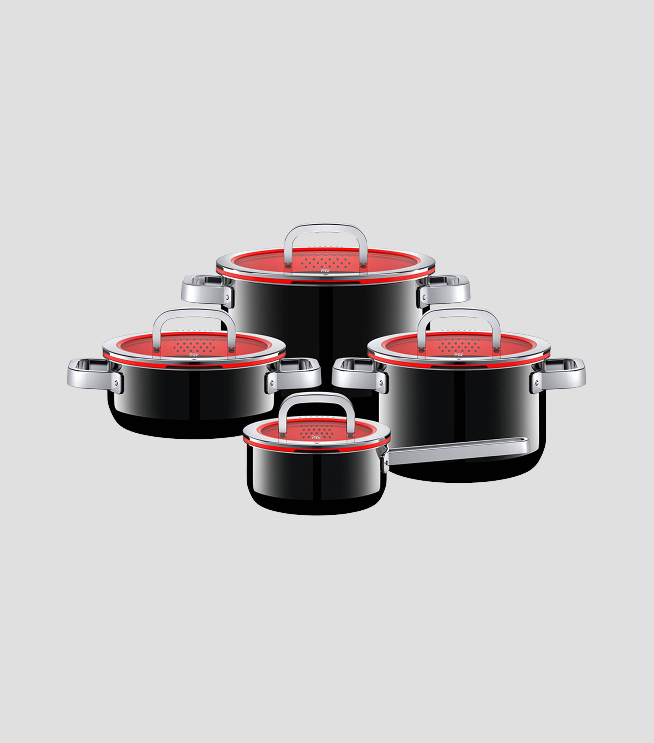 Batería de cocina en acero Functional Fusión 4 piezas negro
