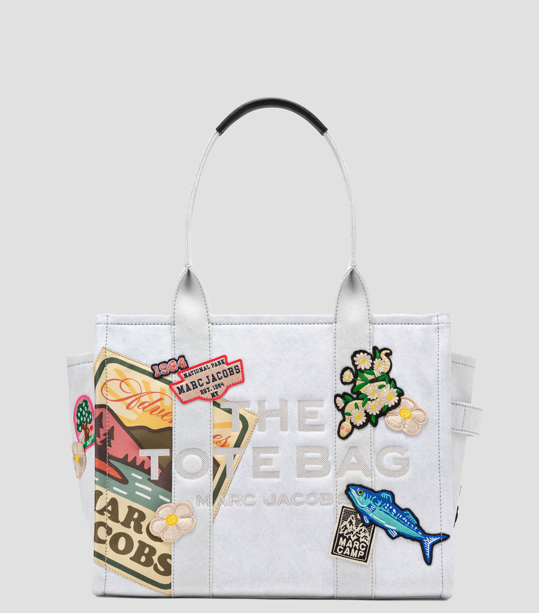 Bolsa tote estampada con parches Mujer
