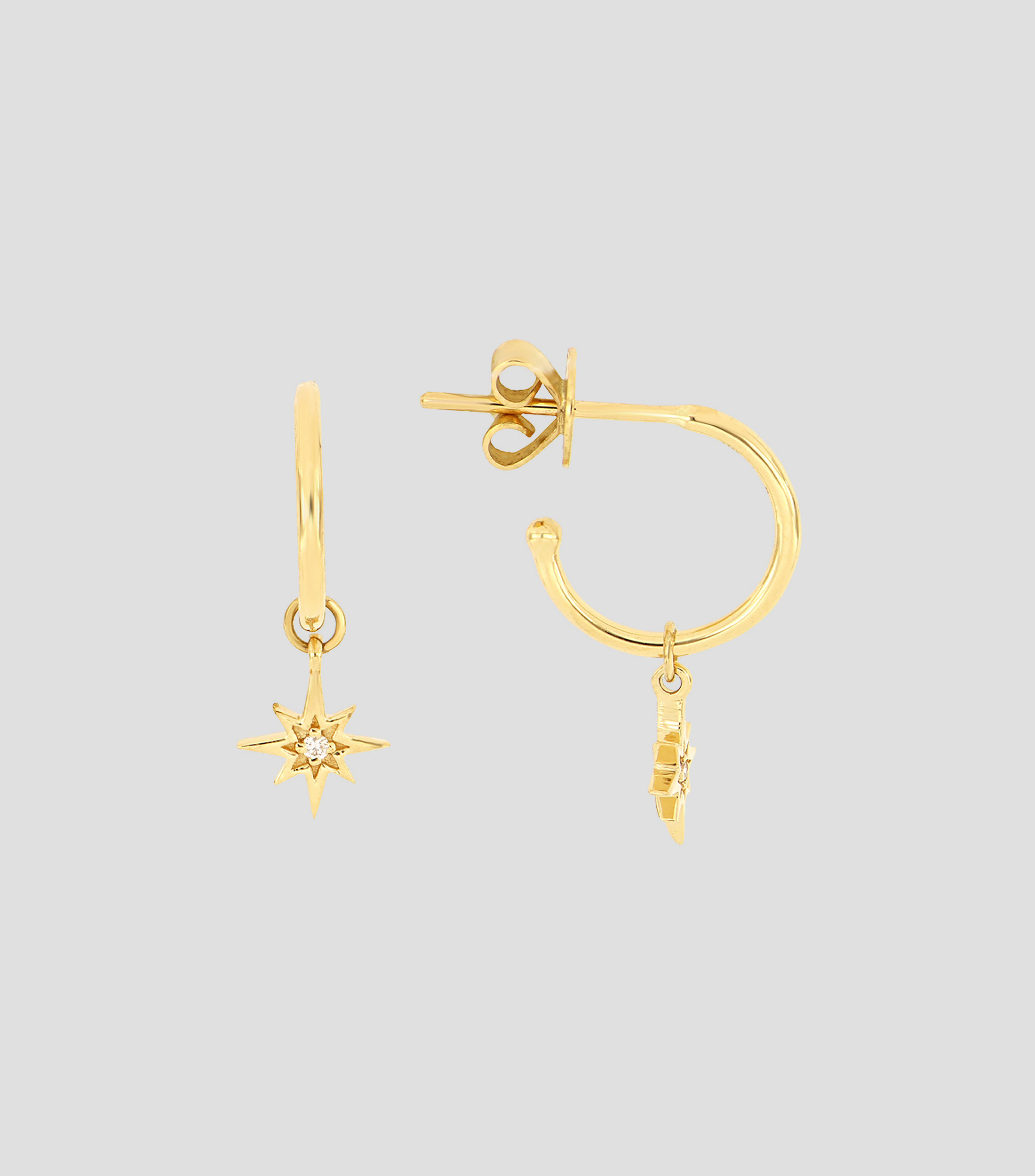 Aretes en oro amarillo 18 Kilates con diamante Mujer