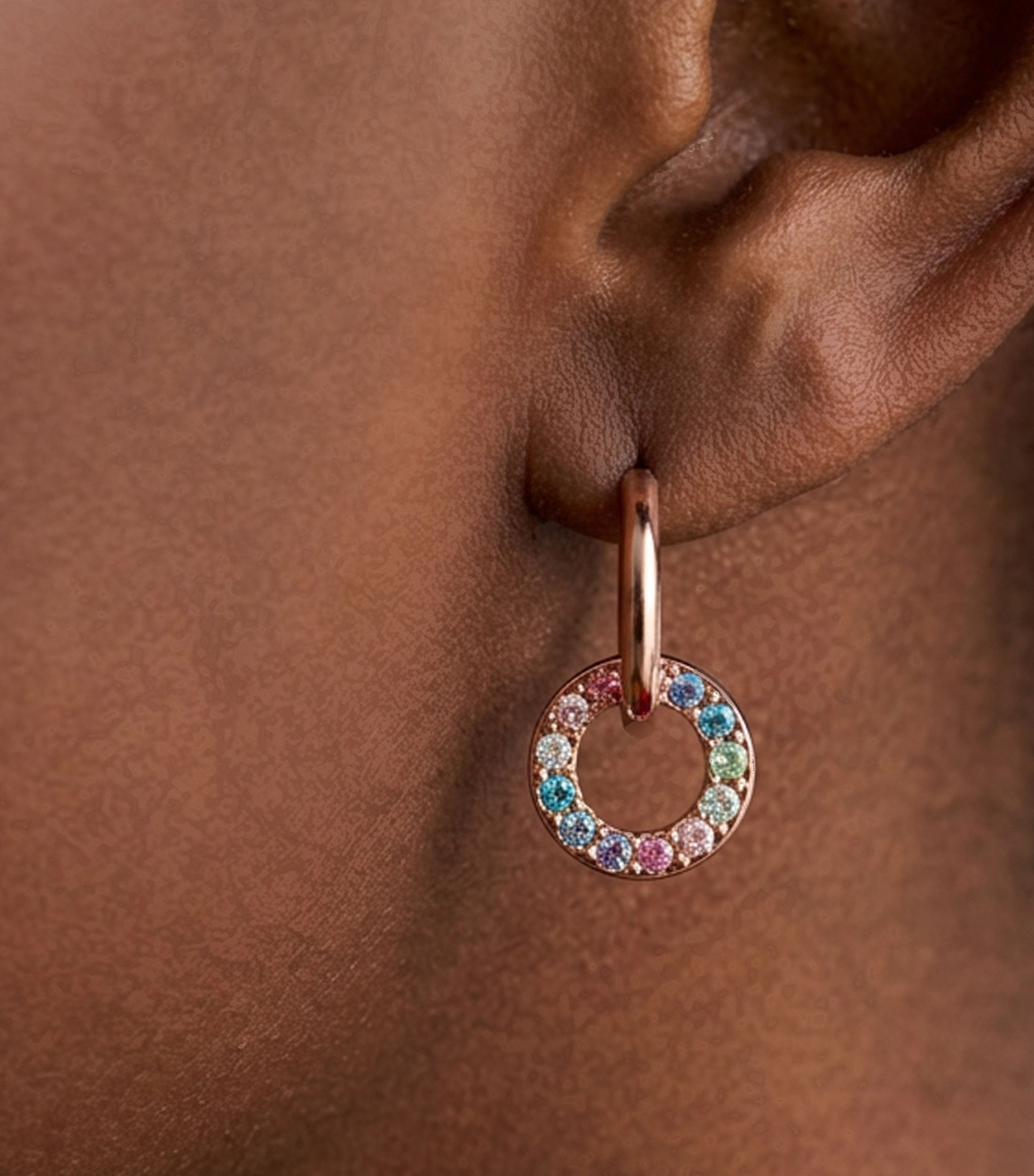 Aretes en Plata Rainbow con cristales multicolor Mujer