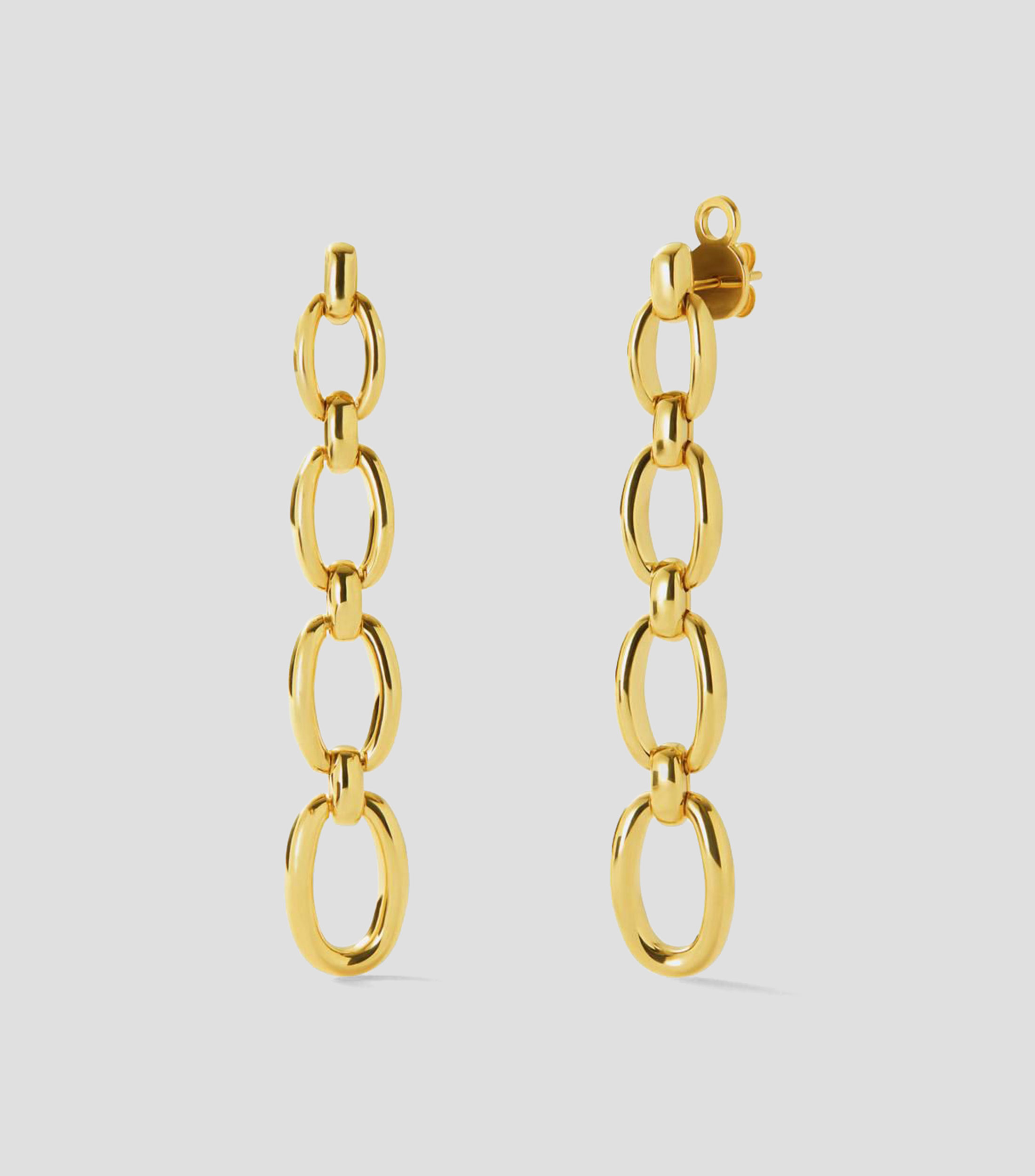 Aretes largos en Oro amarillo de 18 Kilates eslabones Mujer