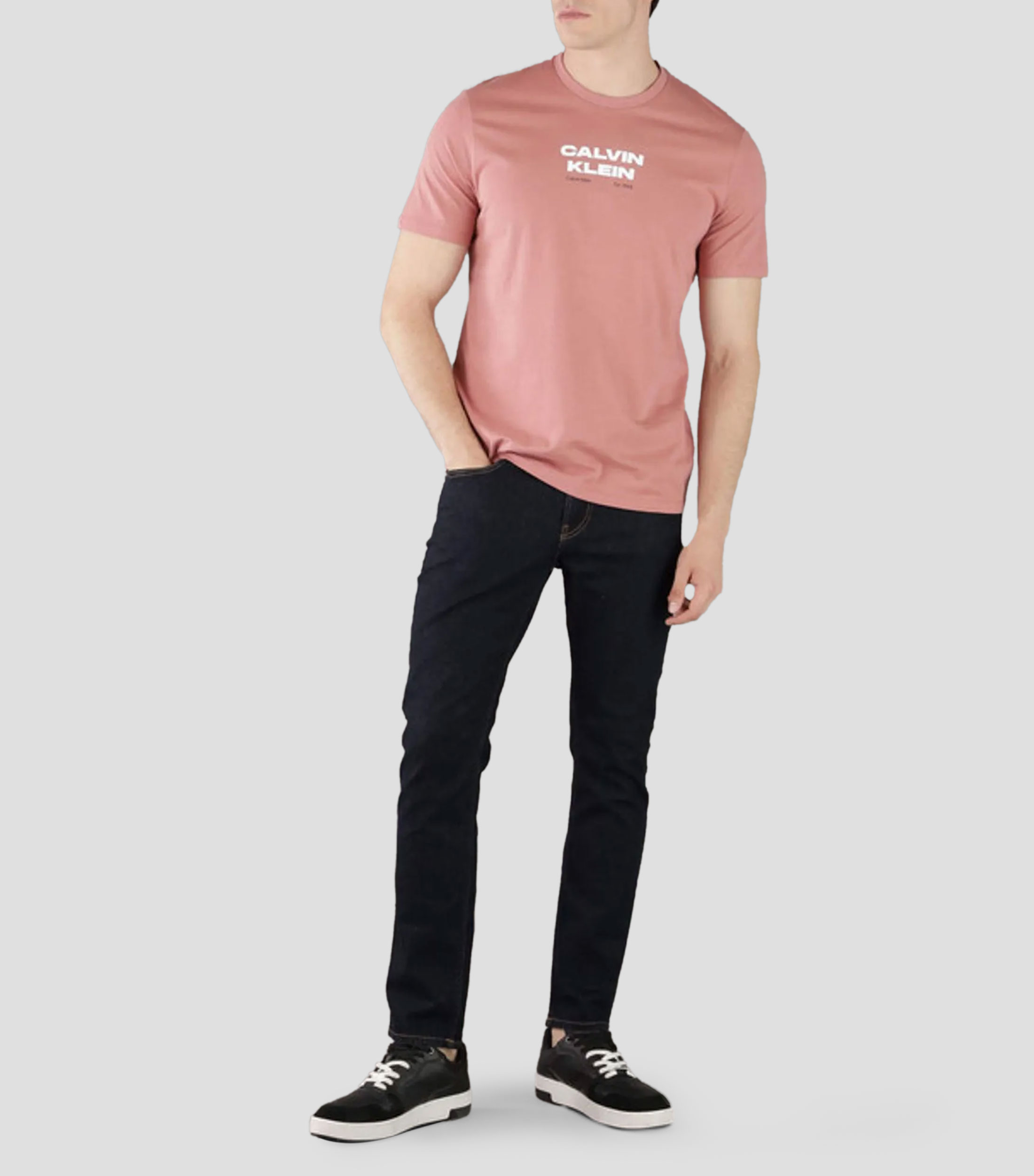 Playera cuello redondo manga corta con estampado Hombre