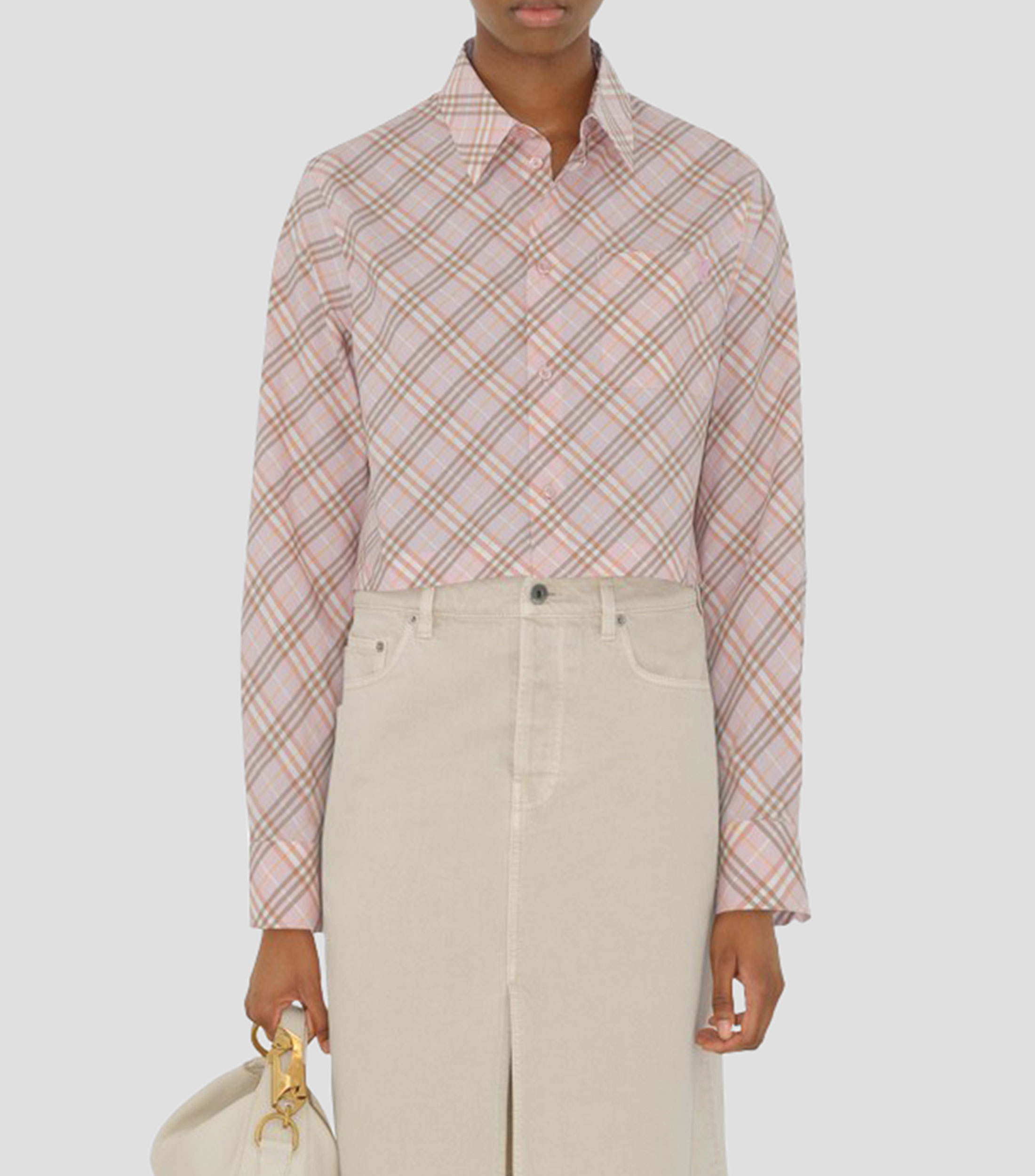 Camisa de cuadros Check con manga larga Mujer