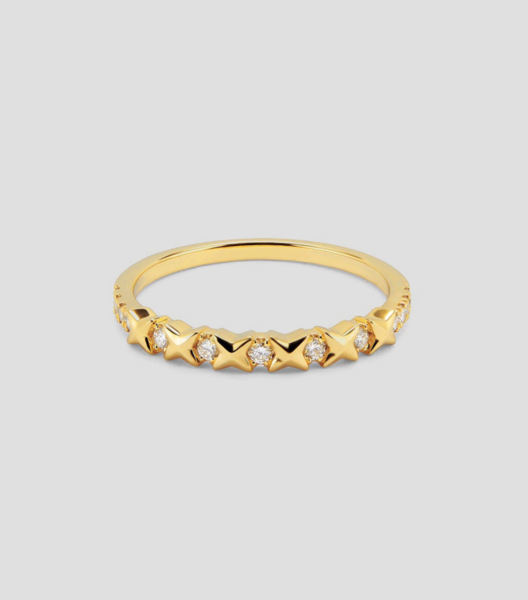 Anillo en oro amarillo de 18 kilates con diamantes Mujer