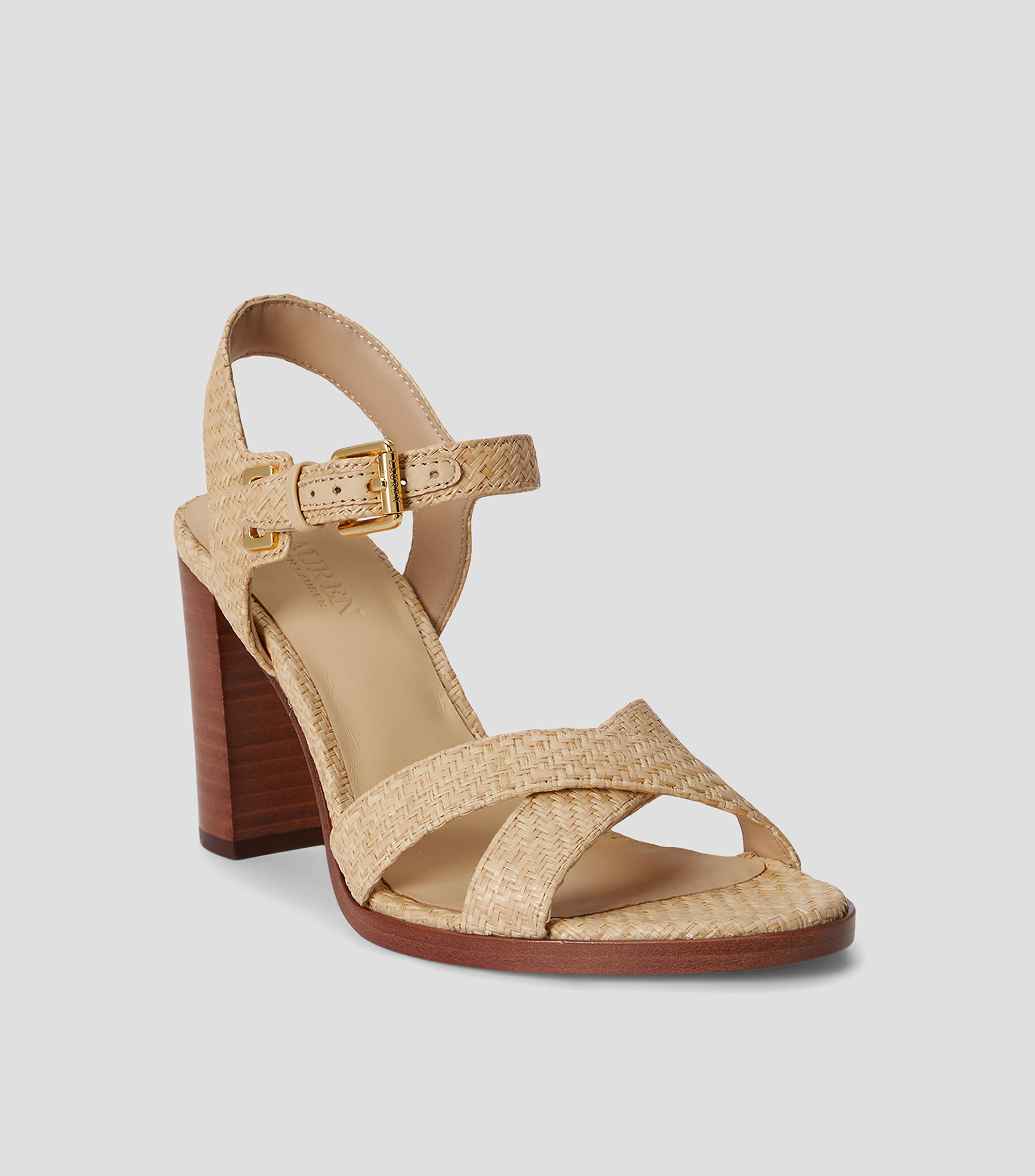 Sandalias de rafia con tacón alto ancho Emeryn Mujer