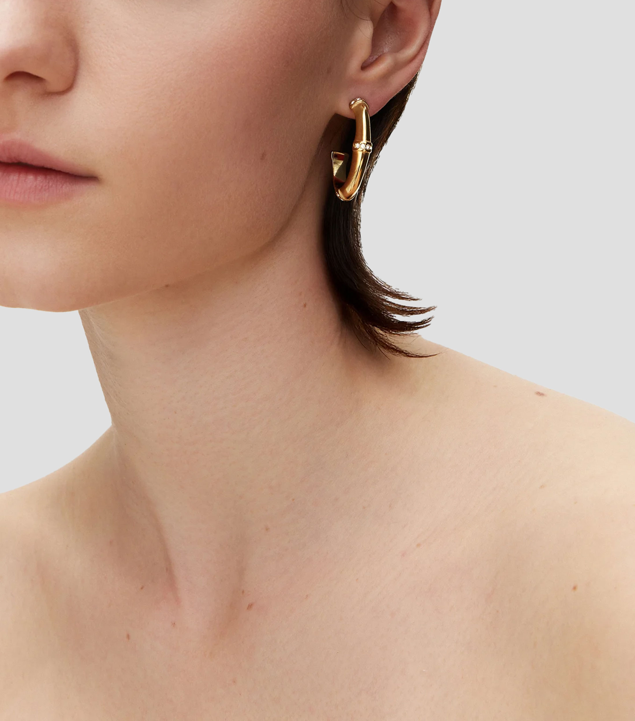Aretes Bamboo con circonitas Mujer