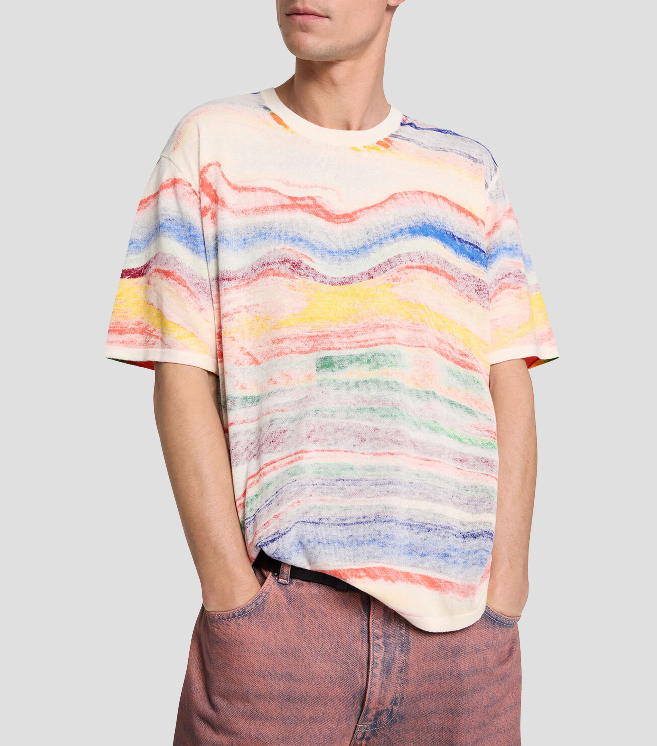 Playera cuello redondo manga corta estampada Hombre